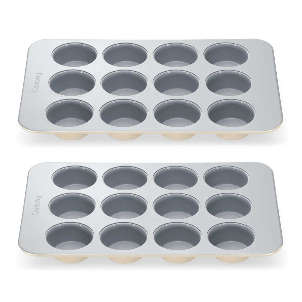 Caraway Non-Stick Ceramic 12-Cup Muffin Pan - Naturally Slick Ceramic Coating - Non-Toxic, PTFE & PFOA Free - Perfect for Cupcakes, Muffins, and More - Cream