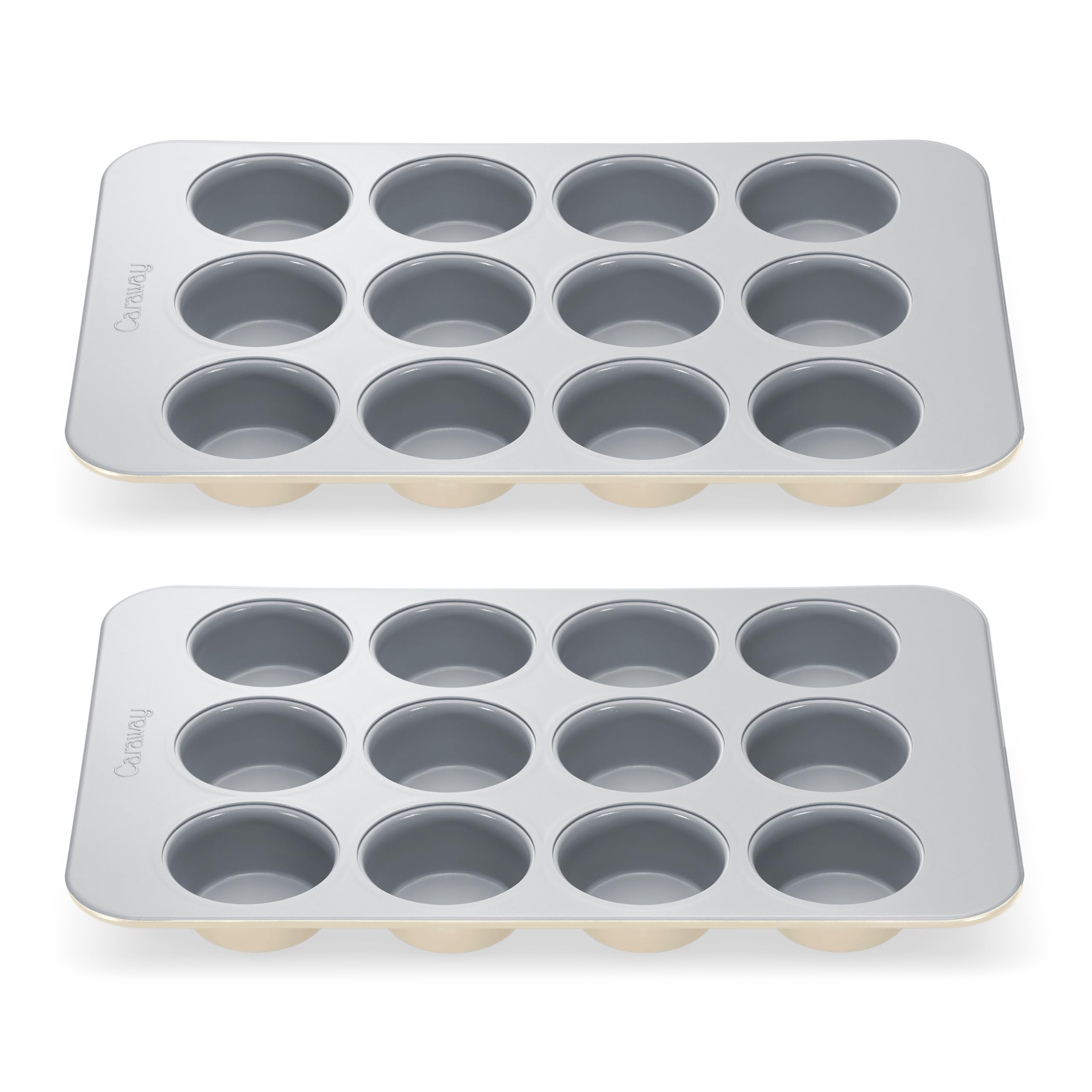 Caraway Non-Stick Ceramic 12-Cup Muffin Pan - Naturally Slick Ceramic Coating - Non-Toxic, PTFE & PFOA Free - Perfect for Cupcakes, Muffins, and More - Cream