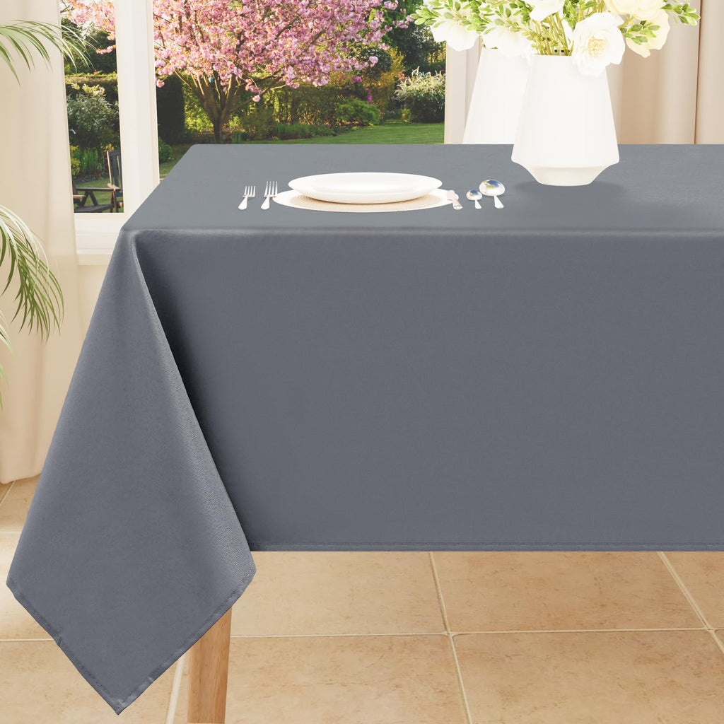 Smiry Rectangle Table Cloth, Waterproof Anti-Scratch Polyester Tablecloth, Decorative Washable Fabric Table Cover for Dining, Buffet, Parties and Outdoor, 60x84, Black