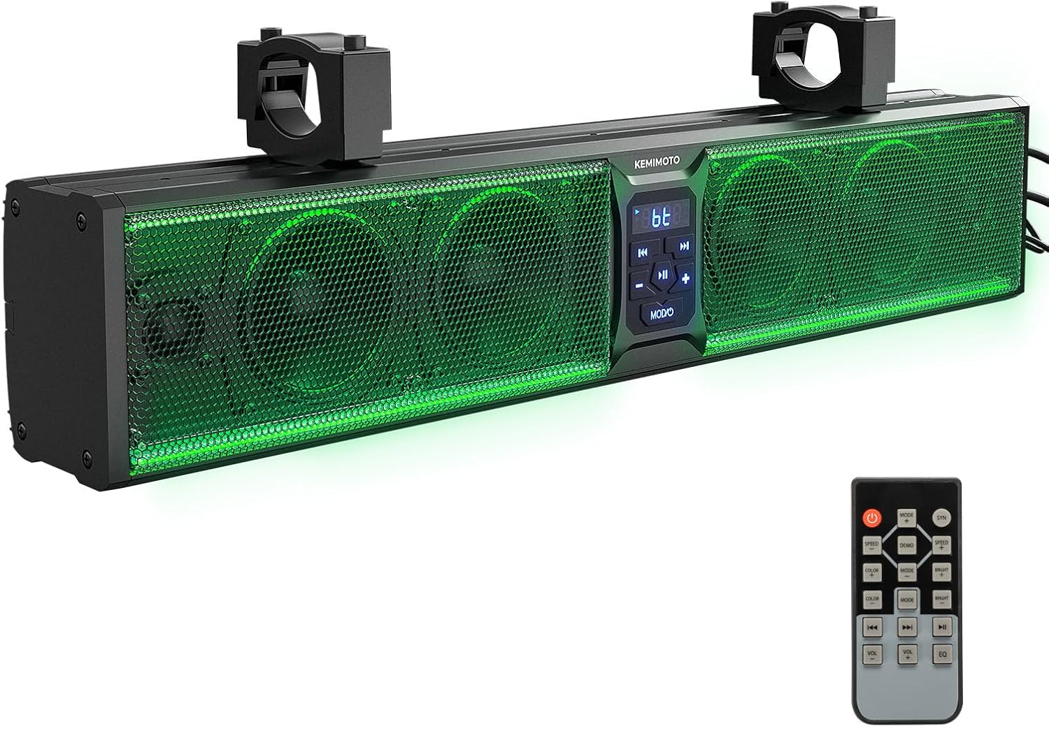KEMIMOTO 6-Speaker Metal UTV Sound Bar, 25-inch IP65 Waterproof Golf Cart Sound Bar, ATV Speaker Bluetooth with RGB, SxS Soundbar Compatible with Polaris RZR Can-Am w/ 1.25 in - 2 in Roll Bar