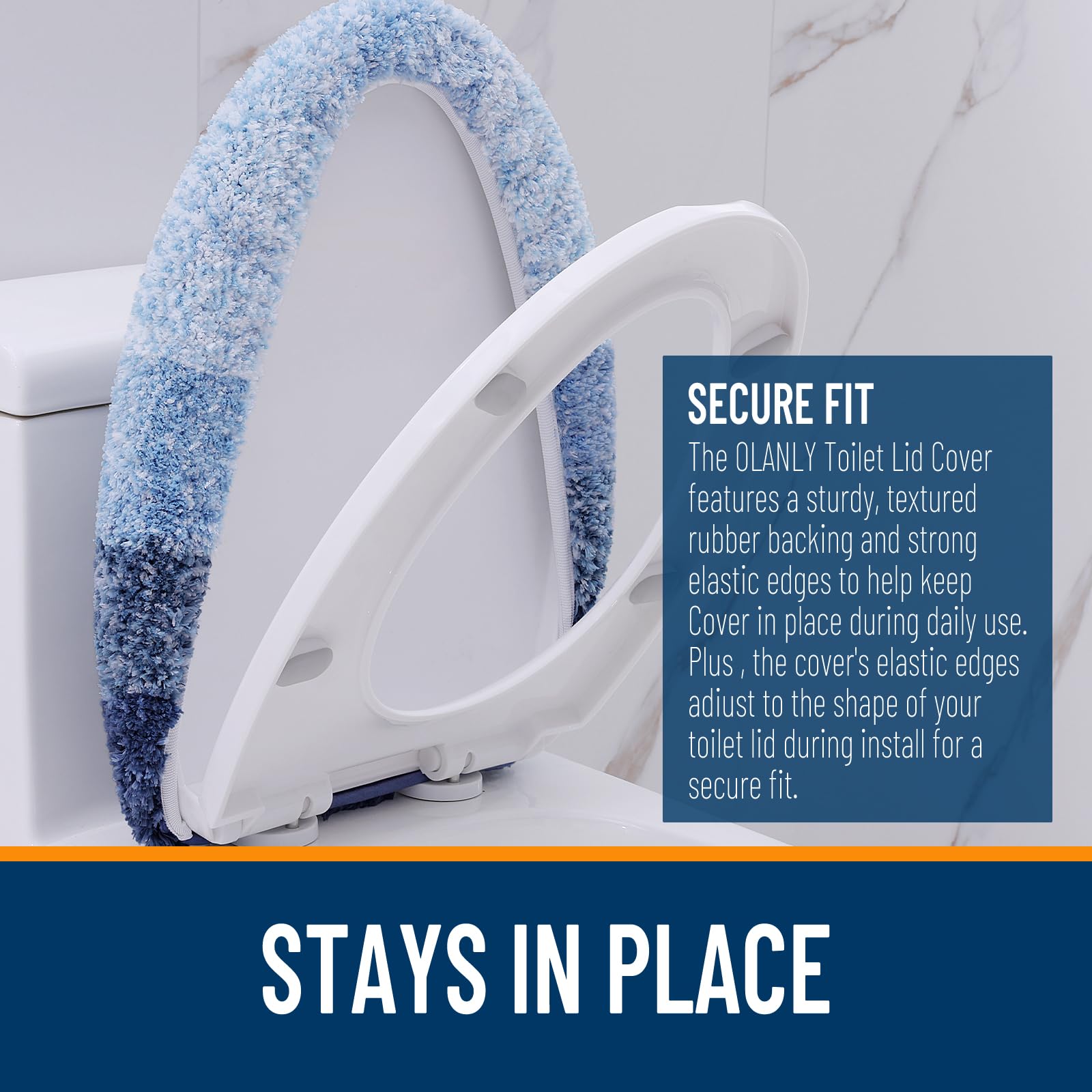 OLANLY Soft Microfiber Bathroom Toilet Lid Cover, Machine Washable Seat Covers, 17.5x15, Stays in Place Rubber Backing, Fits Most Round, Elongated and Oblong Lids, Accessories Decor, Gray