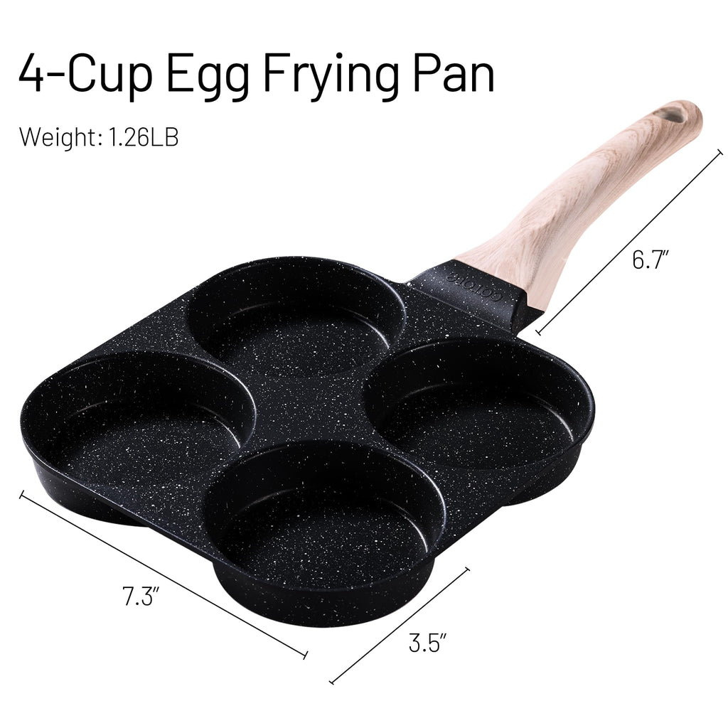 CAROTE Egg Pan Omelette Pan, 4-Cup Nonstick Granite Omelette Skillet - Pancake Pan and Healthy Egg Cooker Suitable for Gas Stove & Induction Cookware