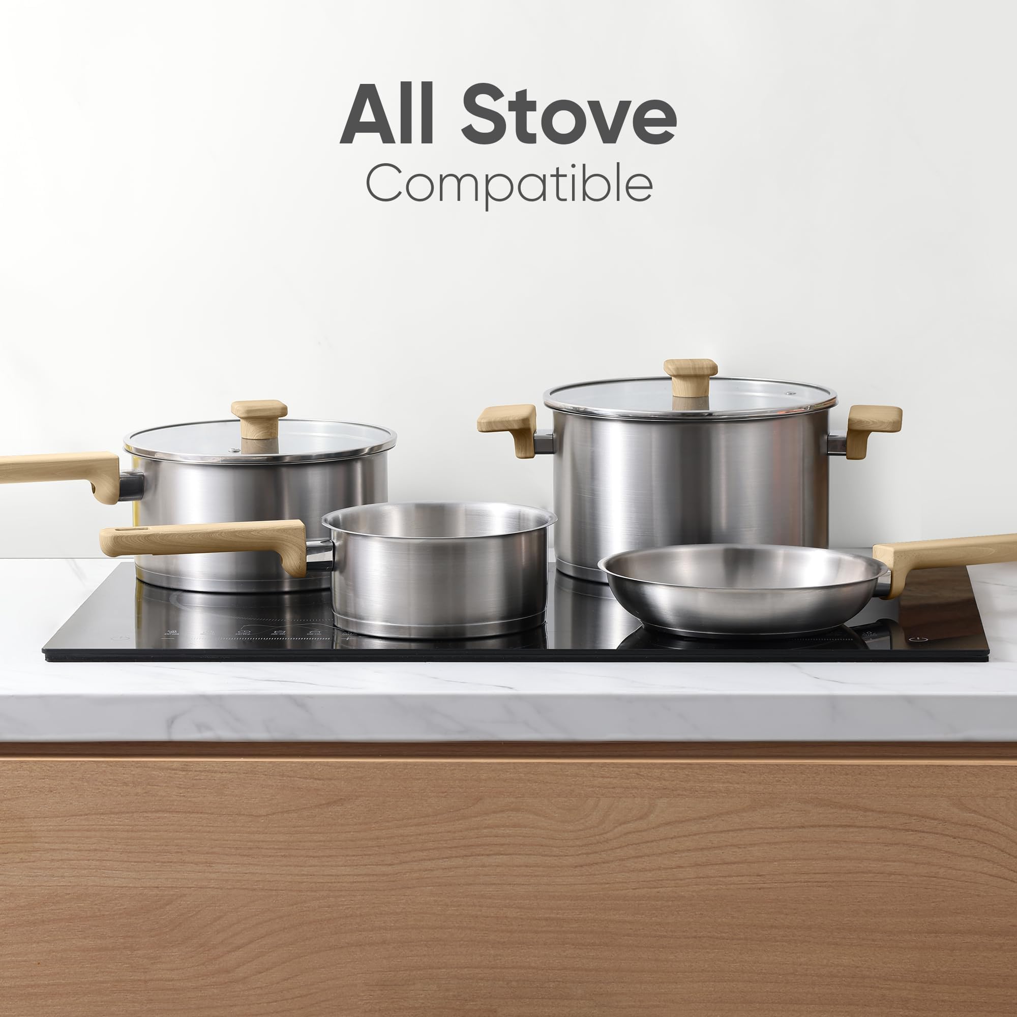 CAROTE 8 Qt Tri-Ply Stainless Steel Stockpot, Non-Toxic Stock Pot with Lid, Soup Pot for Pasta, Even Heating, Oven Safe, Induction, Ceramic and Gas Cooktops Compatible, Sliver