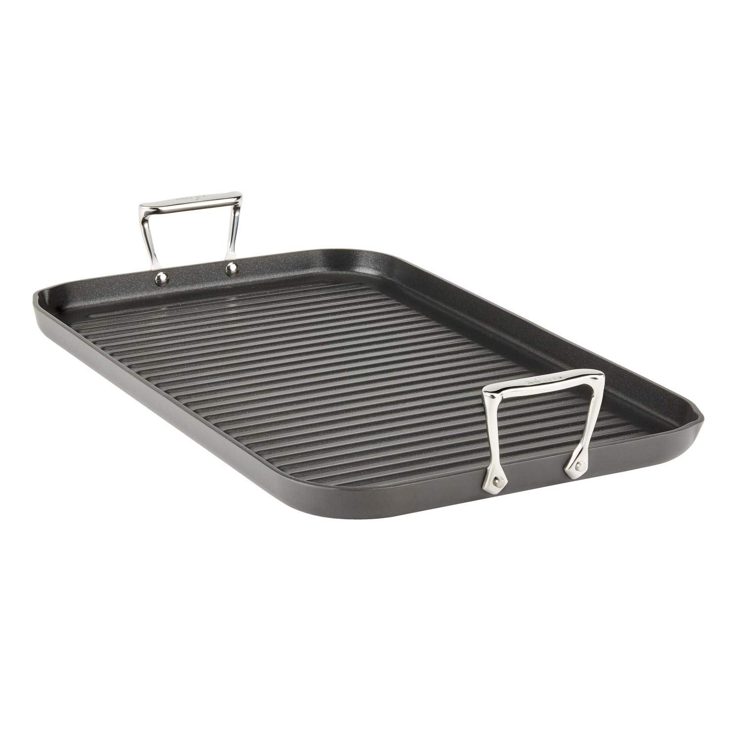 All-Clad HA1 Hard Anodized Nonstick Grill 11x11 Inch Oven Safe 350F Pots and Pans, Cookware Black