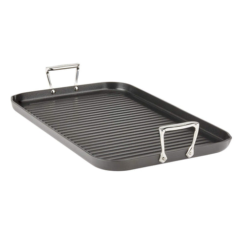 All-Clad HA1 Hard Anodized Nonstick Grill 11x11 Inch Oven Safe 350F Pots and Pans, Cookware Black