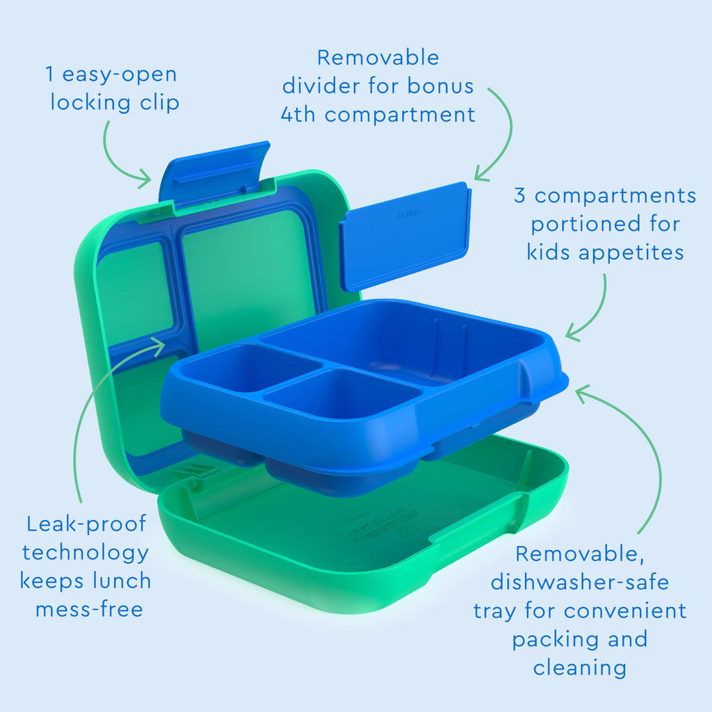 Bentgo Pop - Leak-Proof Lunch Box & Removable Divider for Ages 8+ & Teens - Lunch Container Holds 5 Cups of Food; 3-4 Compartments; Microwave/Dishwasher Safe; 2 Year Warranty (Navy Blue/Chartreuse)