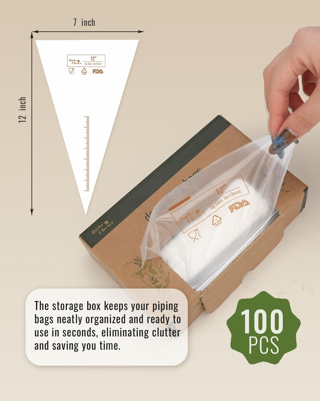 16 Inch Large Piping Bags, 100PCS Thickened Disposable Pastry Bags, Anti Burst Icing Bags for Cream Frosting, Non-slip Frosting Bags, Cake & Cookie Decorating Supplies