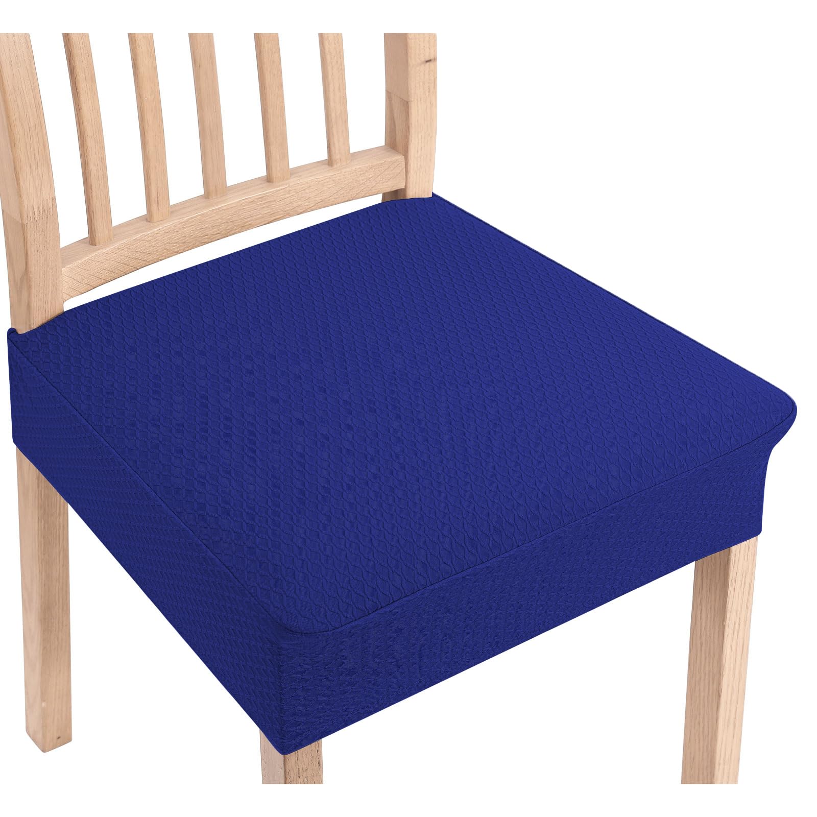 Smiry Stretch Jacquard Seat Covers for Dining Room Chairs Set of 6, Removable Washable Chair Seat Protector Slipcovers, No Rear Covers, Beige