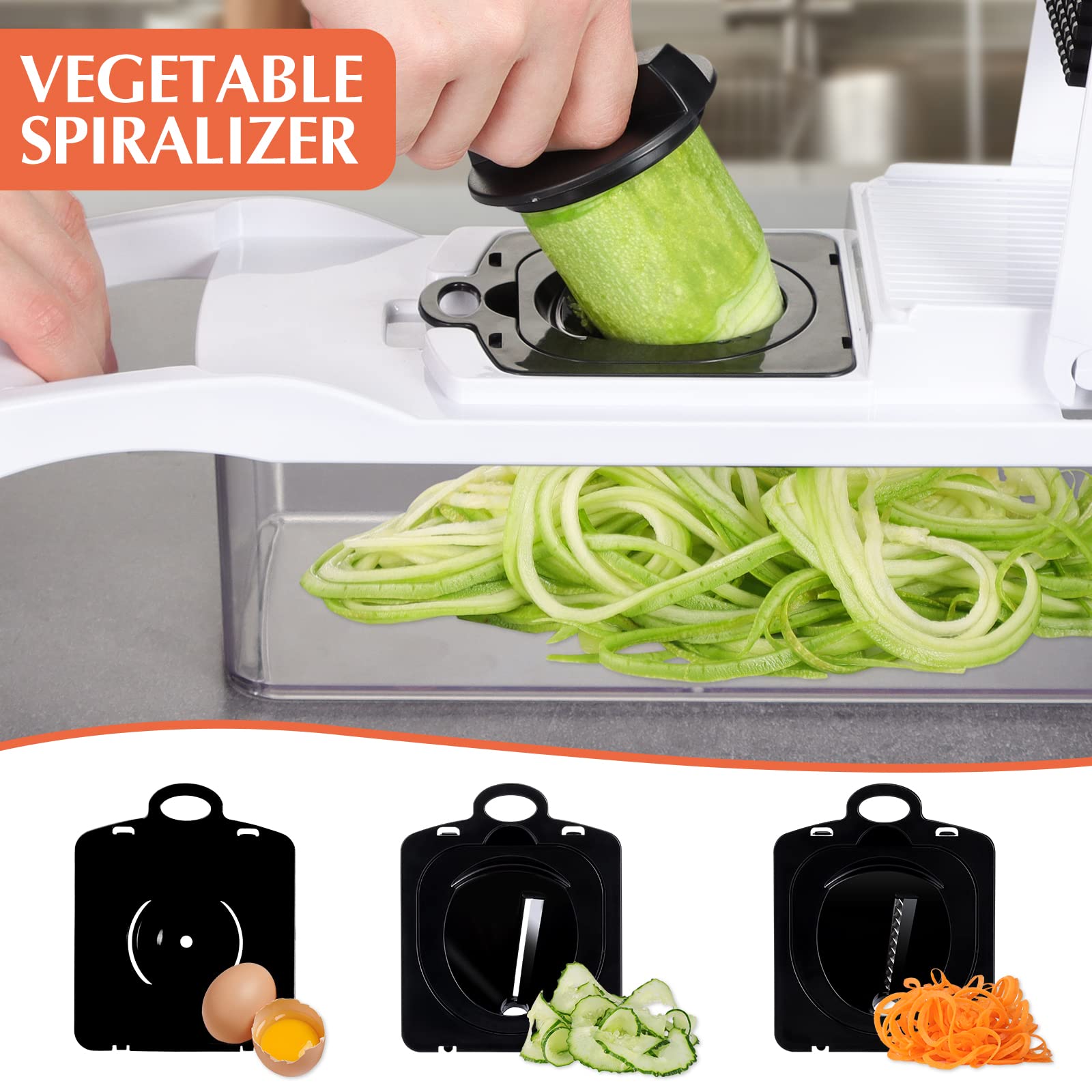 KEOUKE Vegetable Chopper Mandoline Slicer Grey - 12 in 1 Interchangeable Blades Food Chopper with Container, Hand Guard & Drainer, Veggie Dicer Kitchen Gadget for Onion, Cucumber, Tomato, Fruit