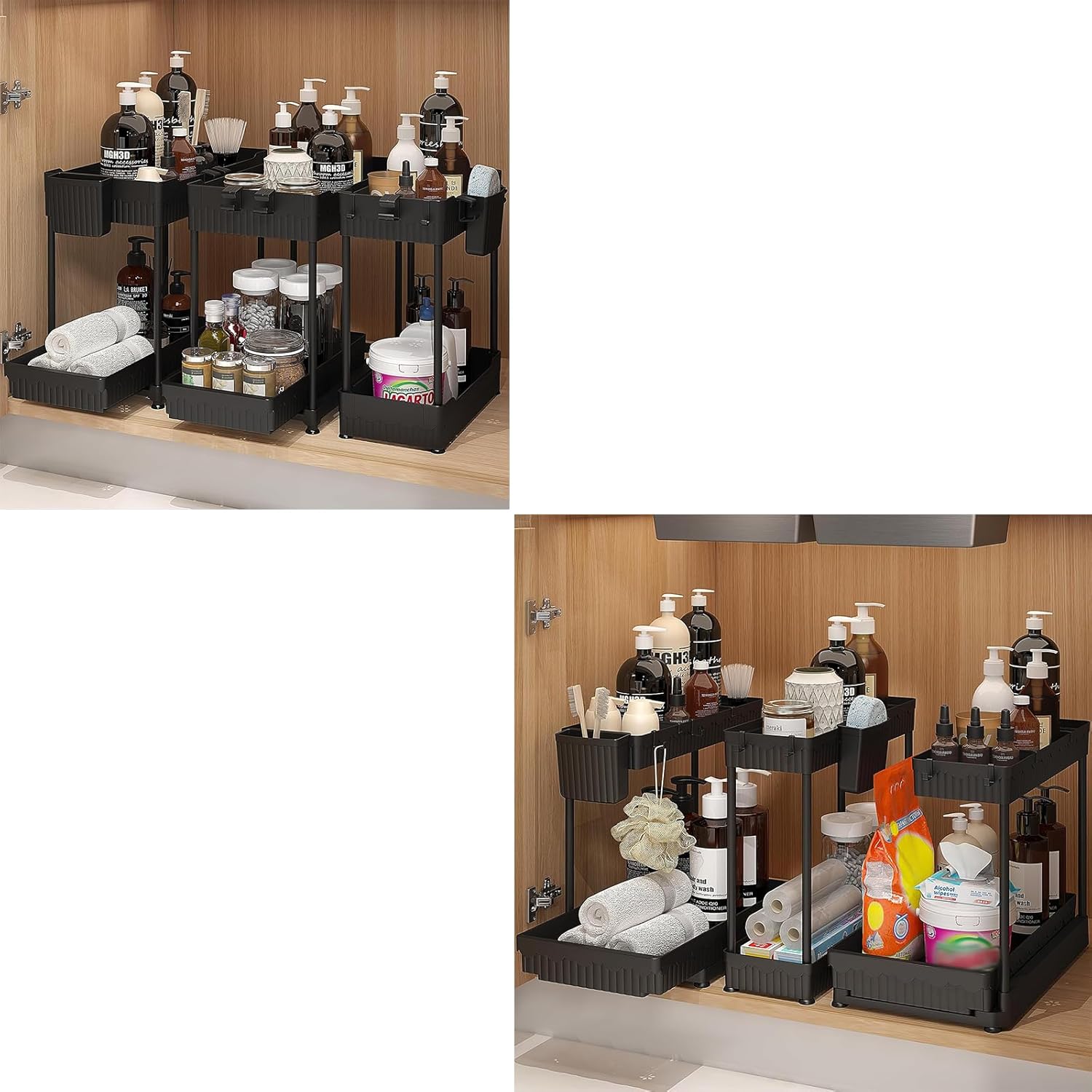 3 Pack Under Sink Organizer, 3 Pack Under Sink Organizers and Storage L-Shaped