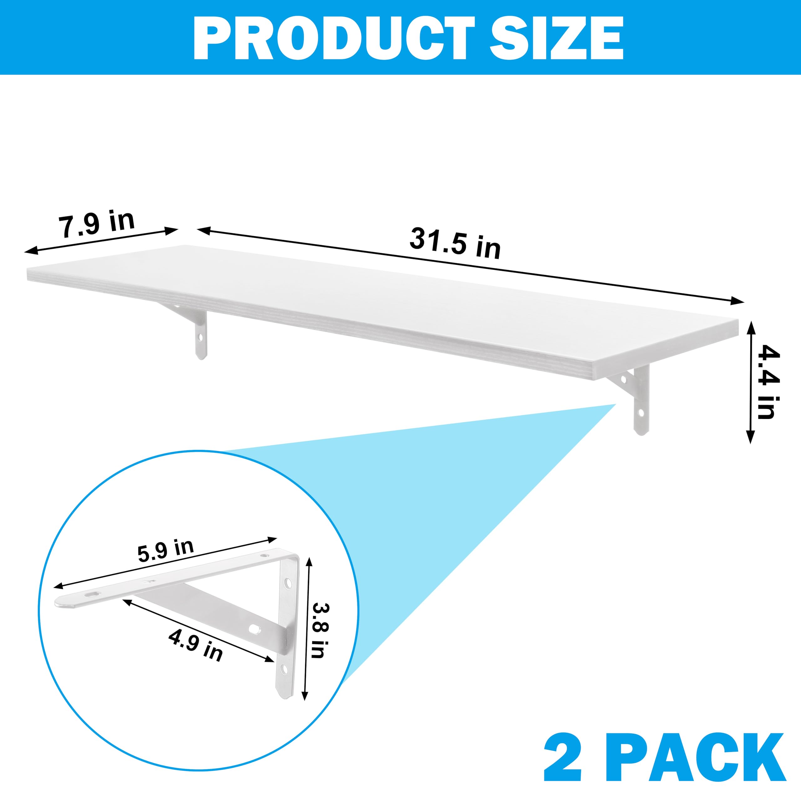 RedCall Floating Shelves for Wall,31.5 Inch Wall Mounted Shelves Set of 2,Long Board Shelves for Bedroom,Living Room, Bathroom & Kitchen Storage with Metal Brackets (Black)