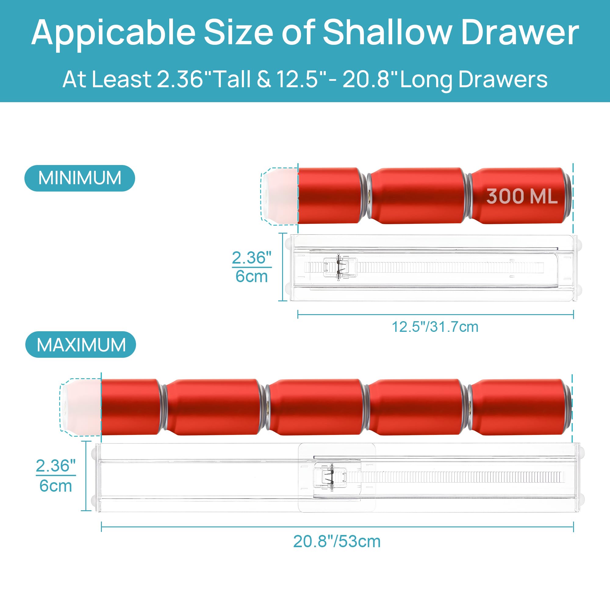 Vtopmart 12 Pack Drawer Dividers for Clothes, 4" High 10.2"-16.5" Adjustable Expandable Dresser Drawer Organizer, Clear Plastic Separators for Dresser, Baby Clothing, Underwear, Cosmetic, Toiletries
