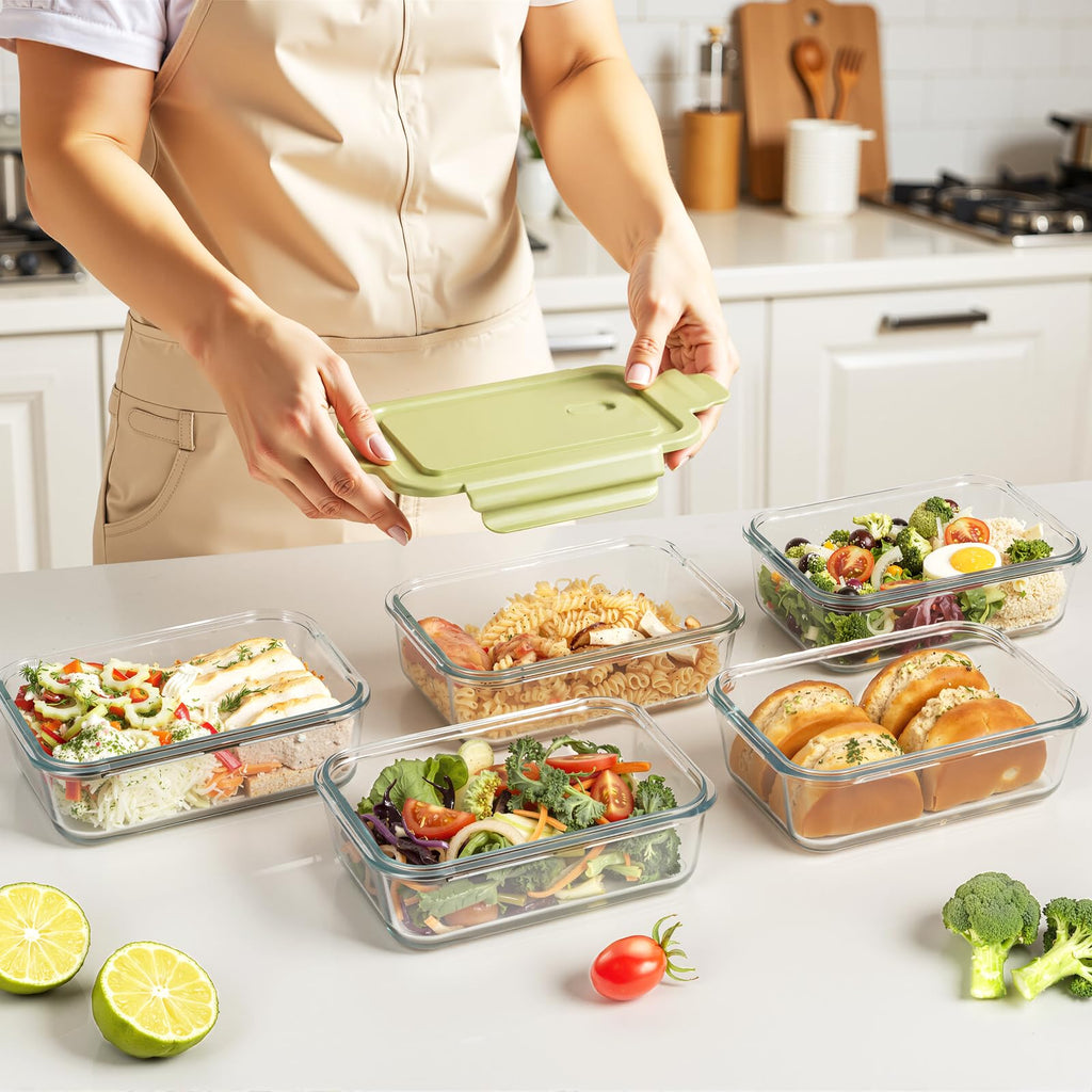 5 Pack 25oz Glass Meal Prep Containers with Air Vent Lids, Borosilicate Glass Food Storage Container with Snap Airtight Lids for Lunch, Food Prep, Microwave, Oven, Freezer & Dishwasher Safe, BPA-Free