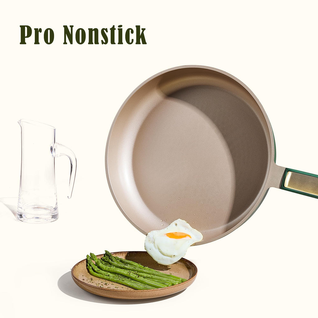 CAROTE Non Stick Frying Pan Skillet Set, Omelet Pan, Healthy Non Toxic Granite Chef Pan, Induction Compatible Egg Frying Pan with Heat-Resistant Handle, PFOA-Free,Black, 8"+10"+12"