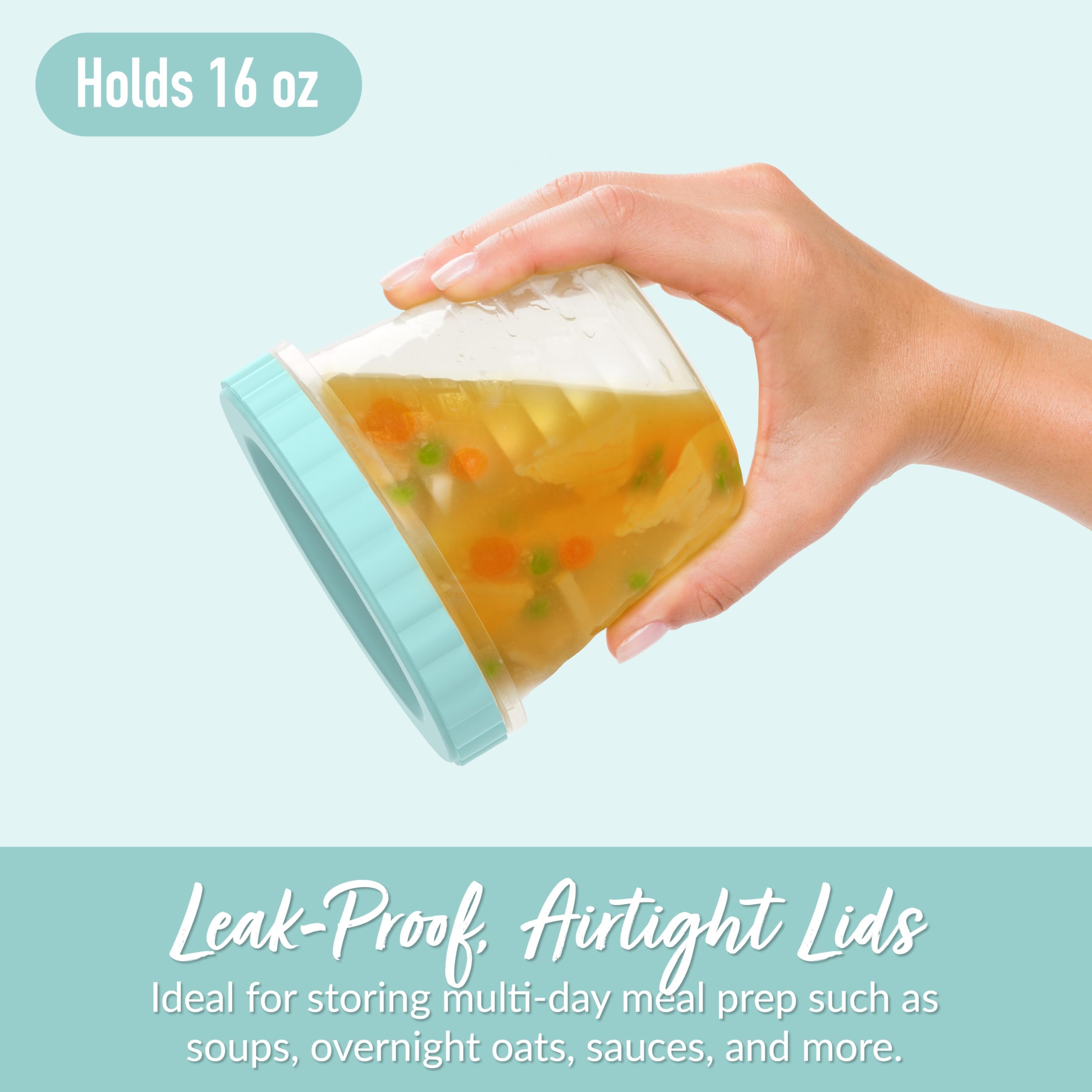 Bentgo Prep - 20 Piece 8 fl oz Leak-Proof Deli Containers with Lids, Food Storage for Meal Prep, Twist-Top, Reusable, PFAS & BPA-Free, Stackable, Microwave, Freezer, & Dishwasher Safe (Honeydew)