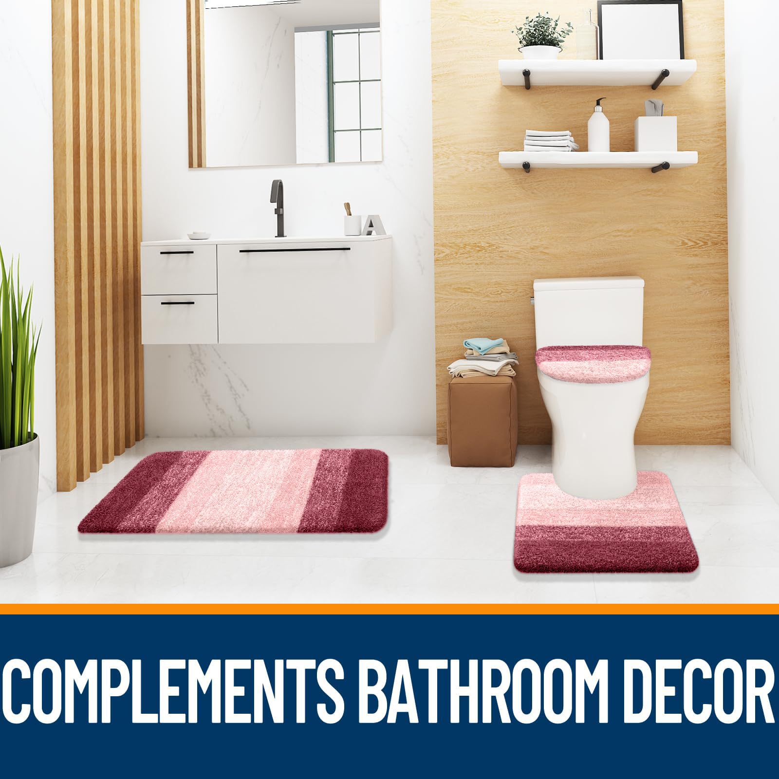 OLANLY Soft Microfiber Bathroom Toilet Lid Cover, Machine Washable Seat Covers, 17.5x15, Stays in Place Rubber Backing, Fits Most Round, Elongated and Oblong Lids, Accessories Decor, Gray