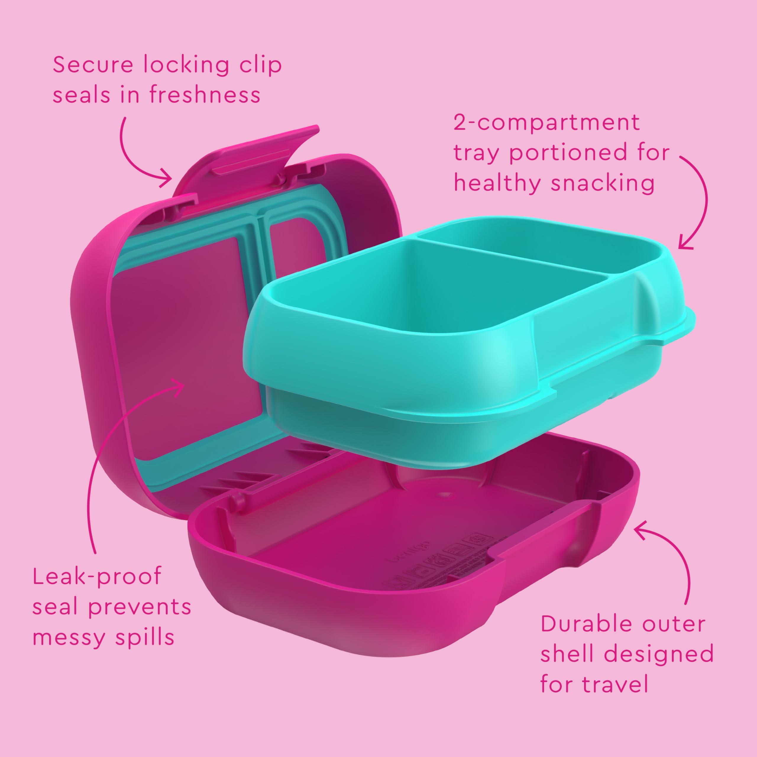 Bentgo Kids Snack - 2 Compartment Leak-Proof Bento Box Container for Snacks and Small Meals, Easy-Open Latch, Dishwasher Safe, BPA-Free for School, Daycare, & Sports - Ideal for Ages 3+ (Green/Navy)