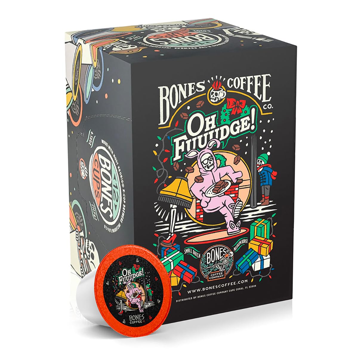Bones Coffee Company Flavored Coffee Bones Cups Highland Grog Butterscotch Caramel | 12ct Single-Serve Coffee Pods Compatible with Keurig 1.0 & 2.0 Keurig Coffee Maker