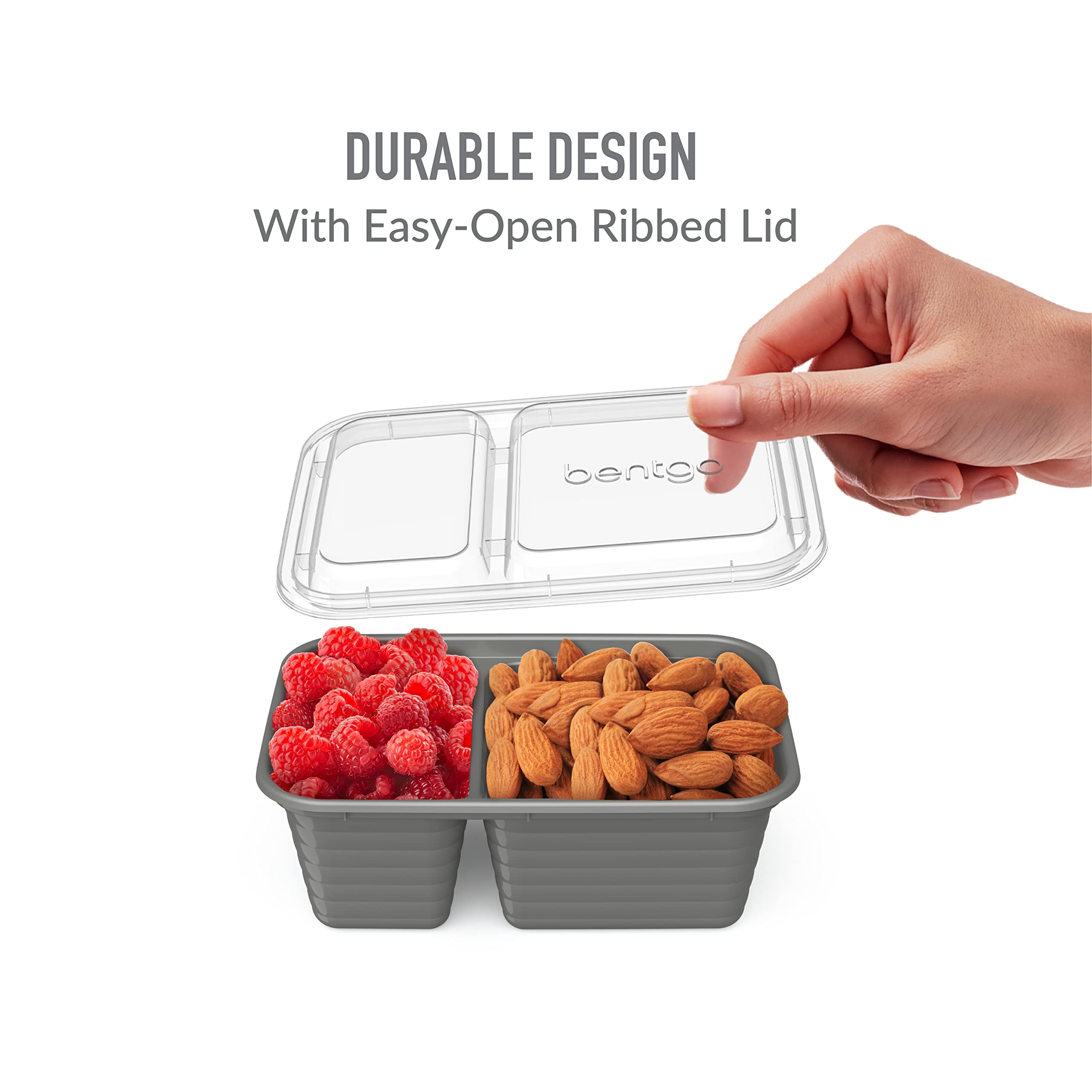 Bentgo Prep - 2-Compartment Snack Containers with Lids - Reusable, Microwaveable, Durable, PFAS & BPA-Free, Freezer, & Dishwasher-Safe Meal Prep Food Storage - 10 Trays & 10 Lids (Basil Glitter)