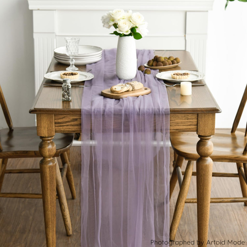 Artoid Mode Red Gauze Table Runner 120 Inch 10FT, Seasonal Sheer Kitchen Dining Holiday Wedding Birthday Baby Shower Table Decor for Home Party