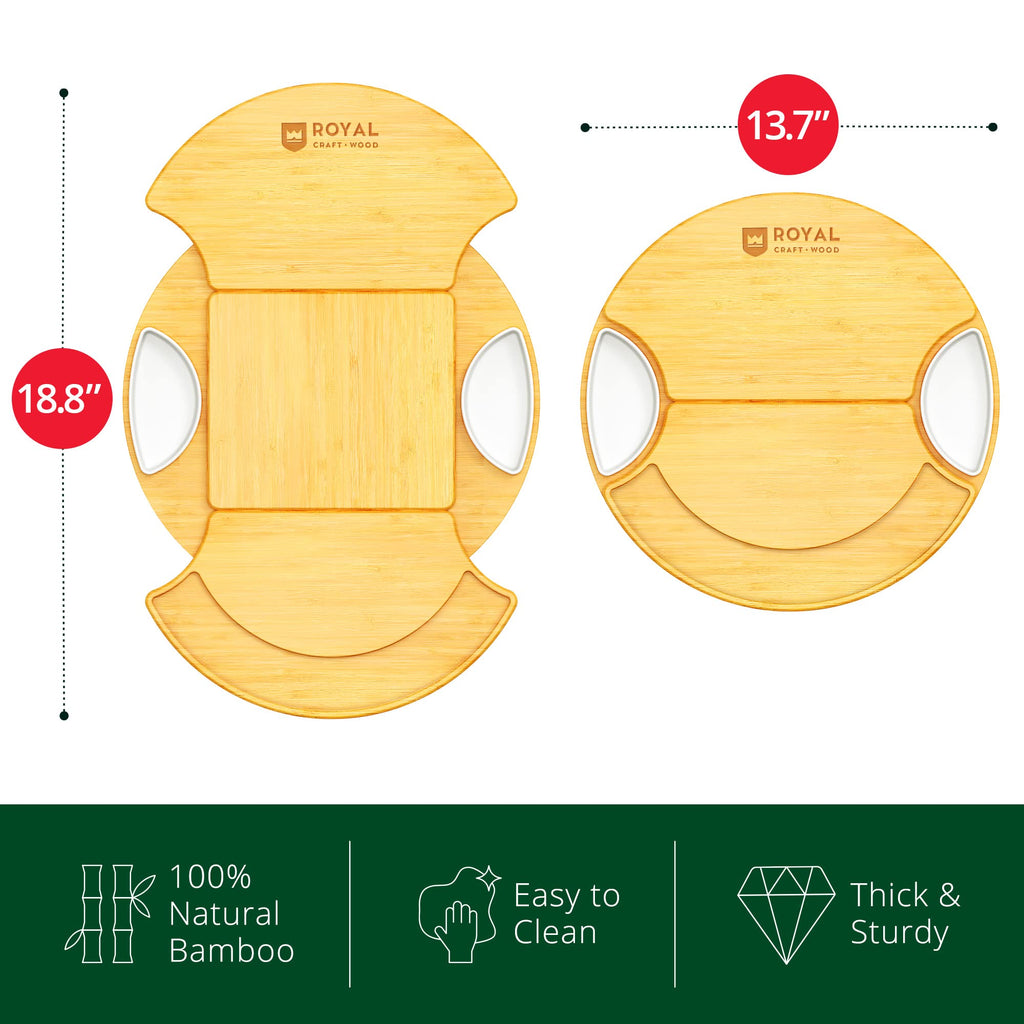 ROYAL CRAFT WOOD Premium Bamboo Charcuterie Board Set - Cheese Platter & Serving Tray & Serving Utensils - Perfect Housewarming Gift, Wedding, Bridal Shower Gift - Ideal for Entertaining and New Home
