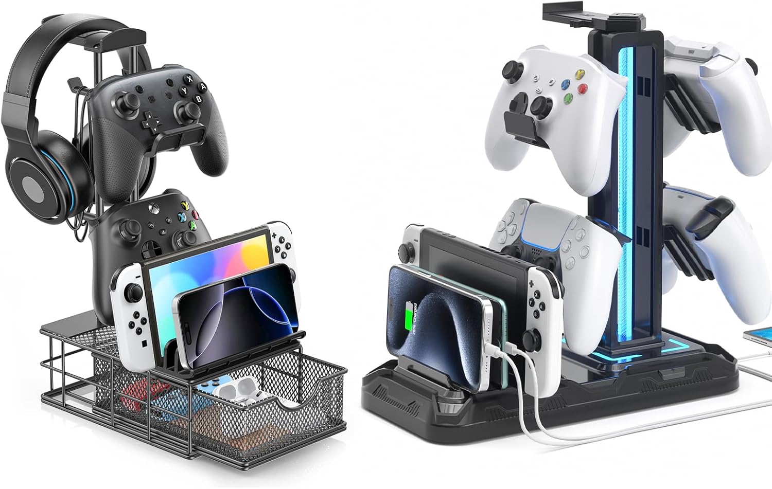 KDD Headphone Stand with Drawer - Headset, Controller Holder for Desk & Headset Stand with Phone Holder
