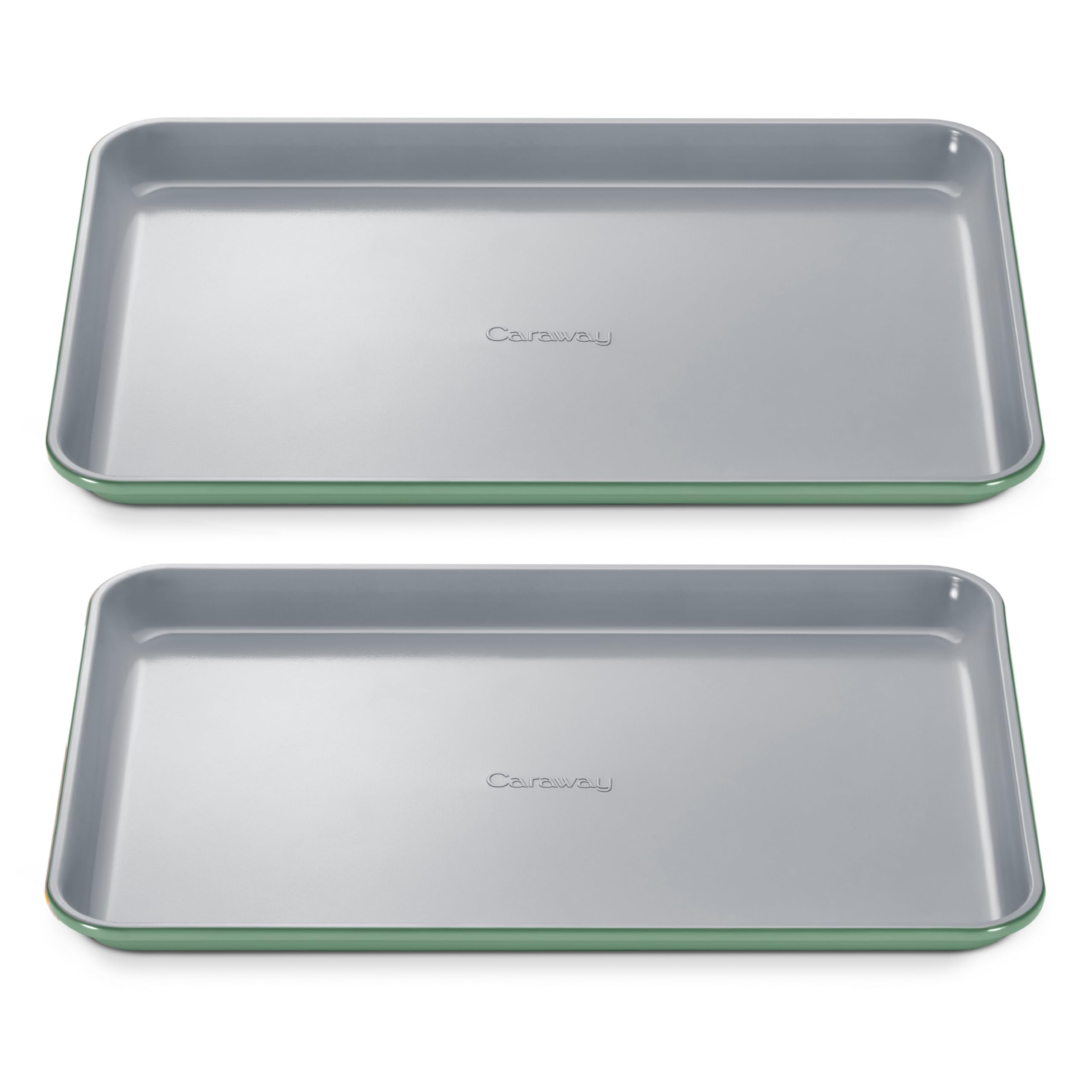 Caraway Non-Stick Ceramic Medium Baking Sheet Duo - Naturally Slick Ceramic Coating - Non-Toxic, PTFE & PFOA Free - Perfect for Baking, Roasting, and More - Medium (15" x 10") - Cream