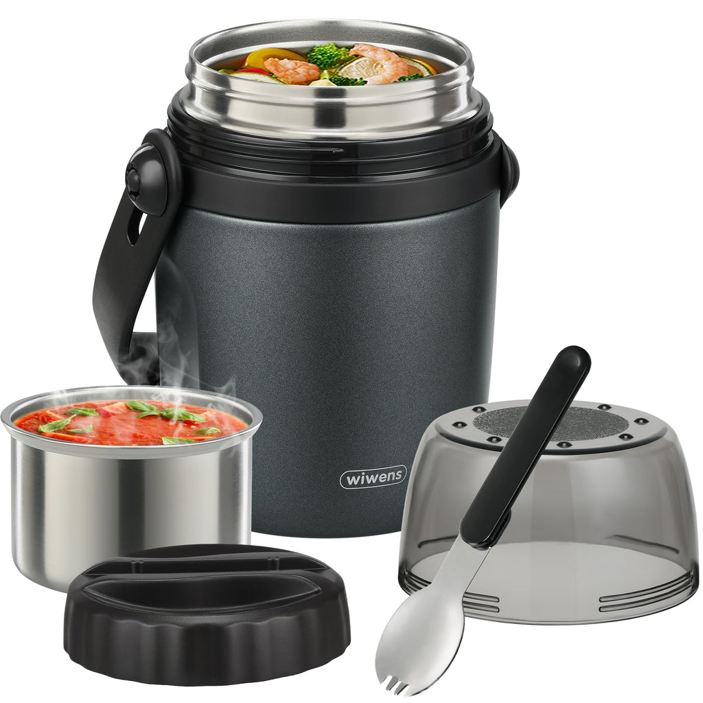 32oz Lunch Containers for Adults Kids Soup Thermo for Hot Food Jar Stainless Steel Insulated Vacuum Leak Proof Wide Mouth Thermal Bento Box with Spoon and Tritan Lid