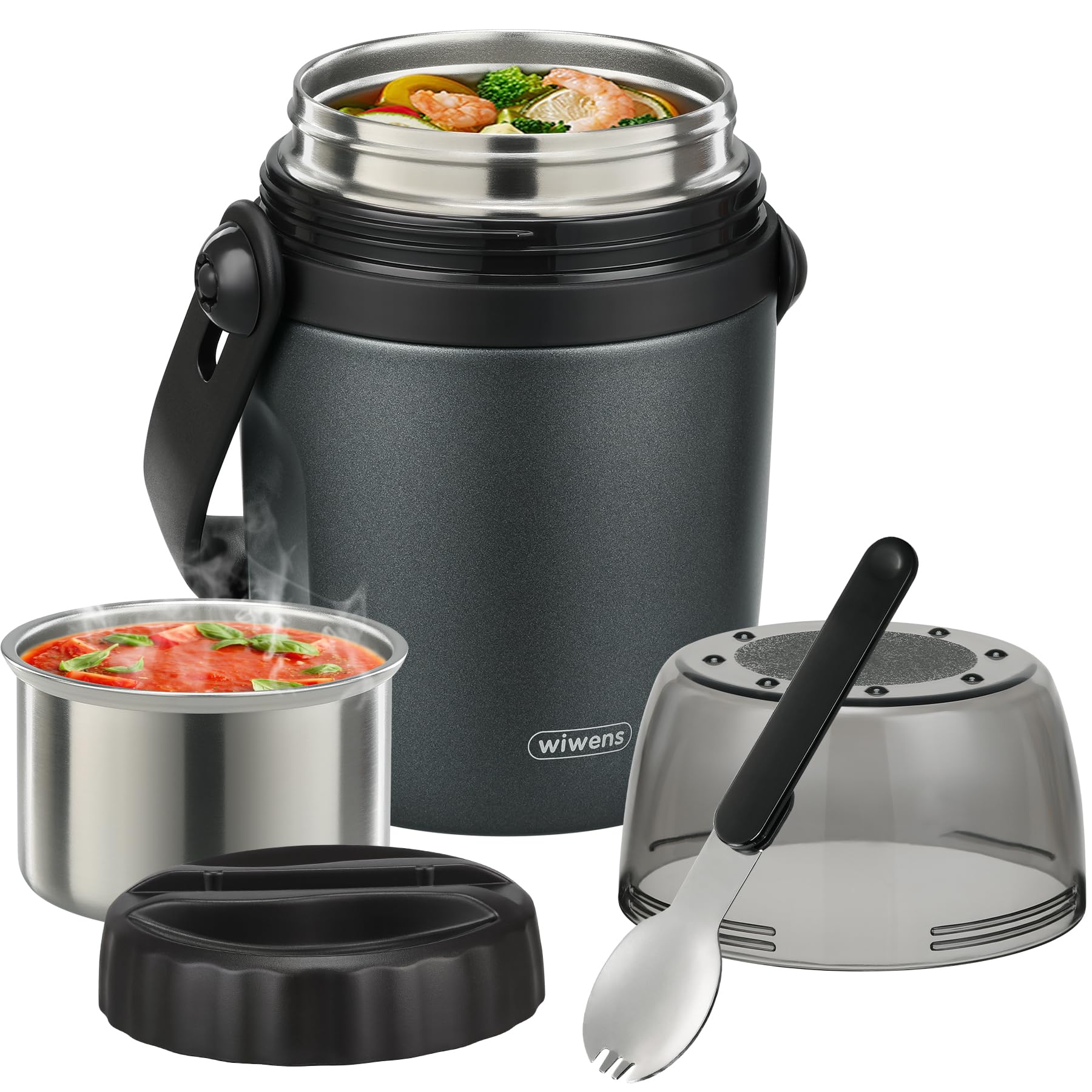 32oz Lunch Containers for Adults Kids Soup Thermo for Hot Food Jar Stainless Steel Insulated Vacuum Leak Proof Wide Mouth Thermal Bento Box with Spoon and Tritan Lid