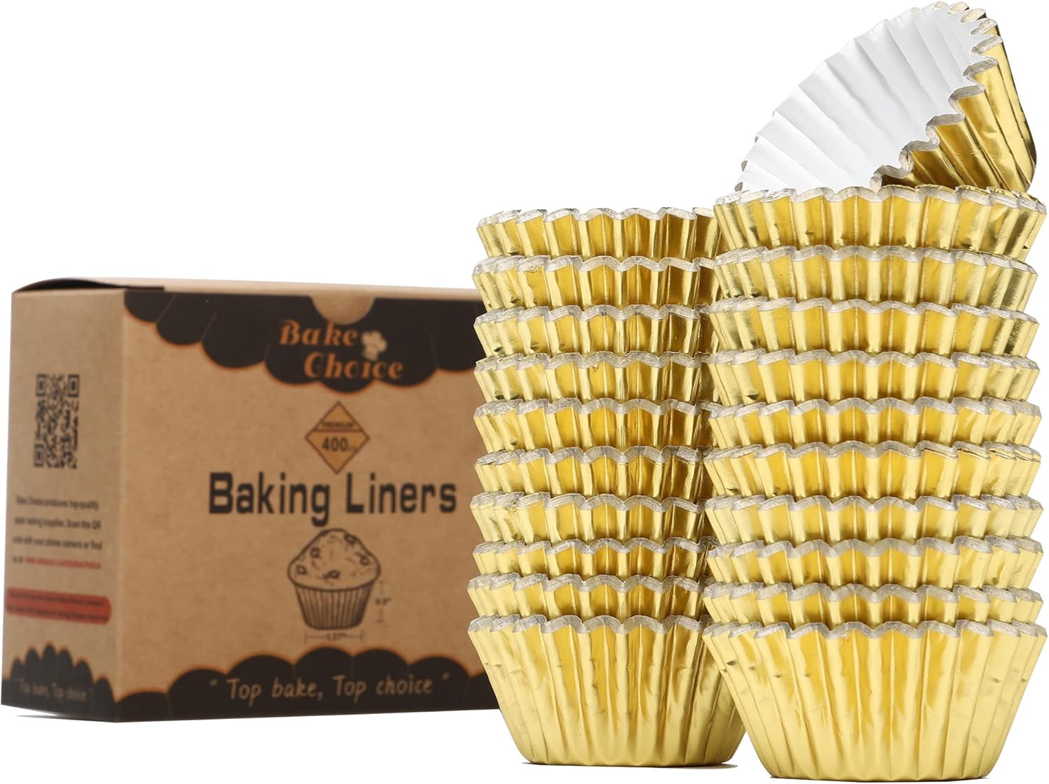 Non-Stick 400pcs Gold Mini Cupcake Liners for baking, Mini Size Foil muffin liners Cupcake Wrappers, Christmas Cupcake Liners for Christmas Decorations