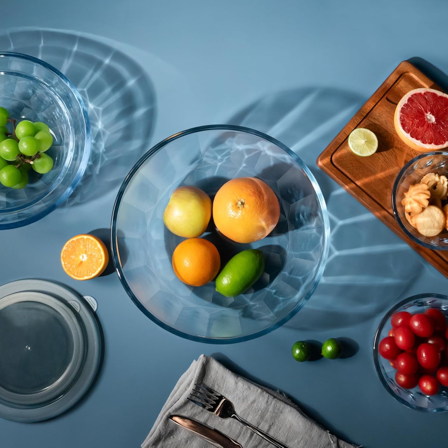 Freshmage Mixing Bowls with Airtight Lids Sets, 5 Packs Thick Glass Nesting Bowls for Kitchen Baking, Meal Prepping, Bpa Free, Dishwasher Safe, 0.5/0.8/1.6/2.7/4.4 Qt