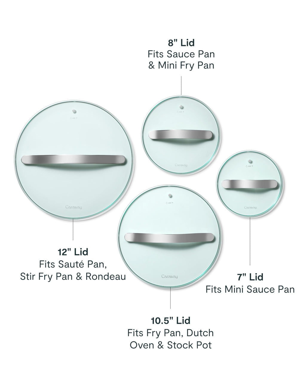 Caraway 10.5" Glass Lid for Pots and Pans - Made With Tempered Glass - Sized to Fit Caraway Ceramic-Coated & Stainless Steel Cookware