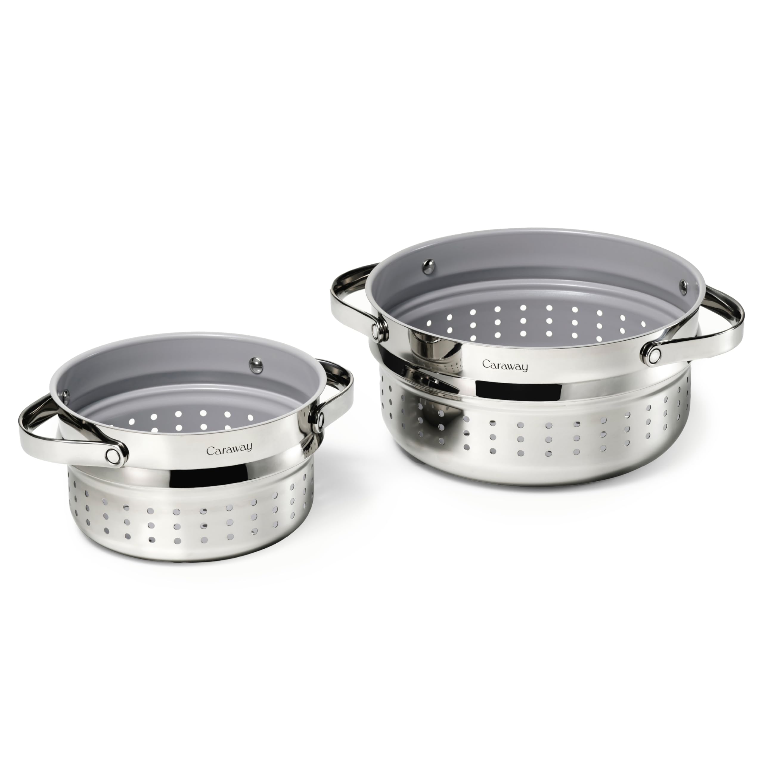 Caraway Steamer - Stainless Steel Steamer with Handles - Non Stick, Non Toxic Coating - Steam Veggies, Seafood, and More - Compatible With Our Dutch Oven or Sauce Pan - Small