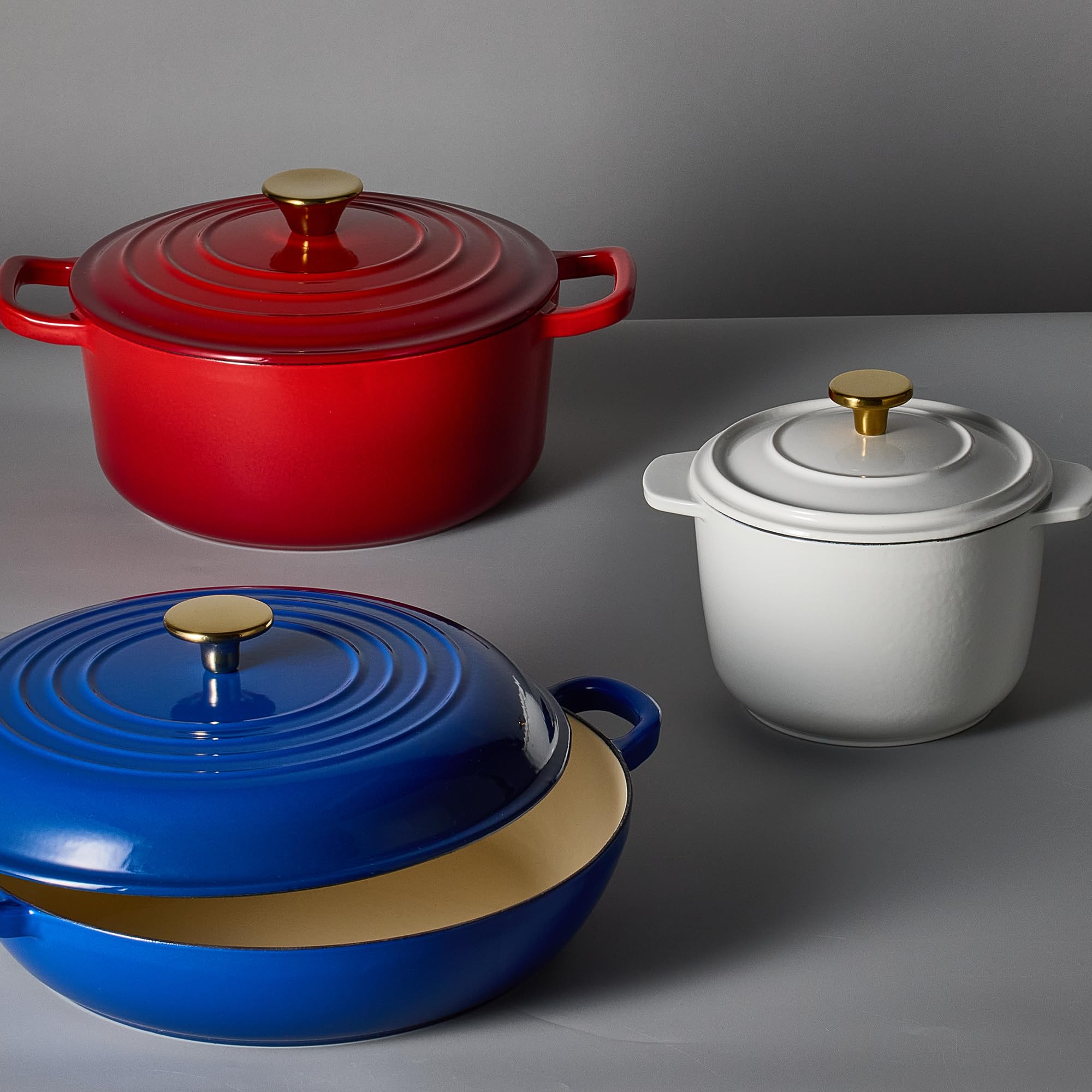 CAROTE 2QT Enameled Cast Iron Dutch Oven Pot with Lid, Mini Round Dutch Oven for Small Sourdough Bread, Stews, Soups, Sauces, Beans, Rice, Serves 1-2, Dual Handles, Healthy & Non-Toxic, All Stovetop Compatible, Oven Safe up to 500° F, White