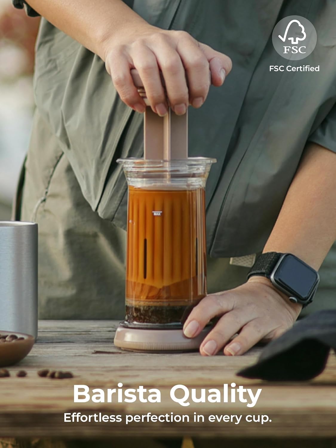 D1 All-in-one 1-2 Cup Portable Coffee Maker with 200-Count Paper Filters Included, Cold & Hot Brew, a French-press Style Coffee Press for Travel, Hiking & Camping