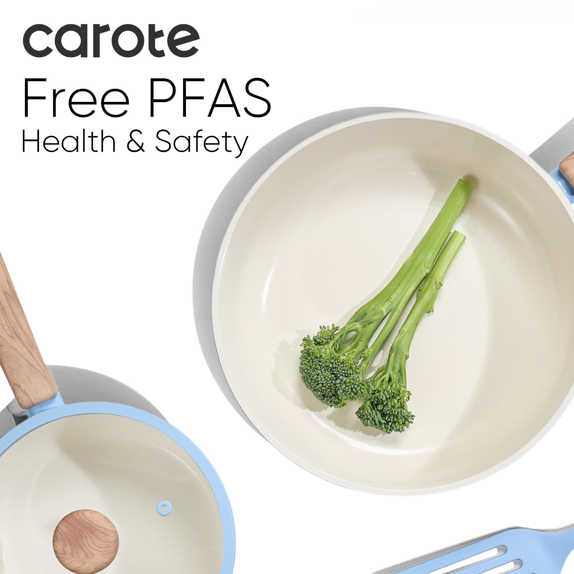 CAROTE 24pcs Ceramic Cookware Set, Pots and Pans Non Stick Kitchen Cookware Sets, Pots and Pans Set Cooking Set with Knife Set