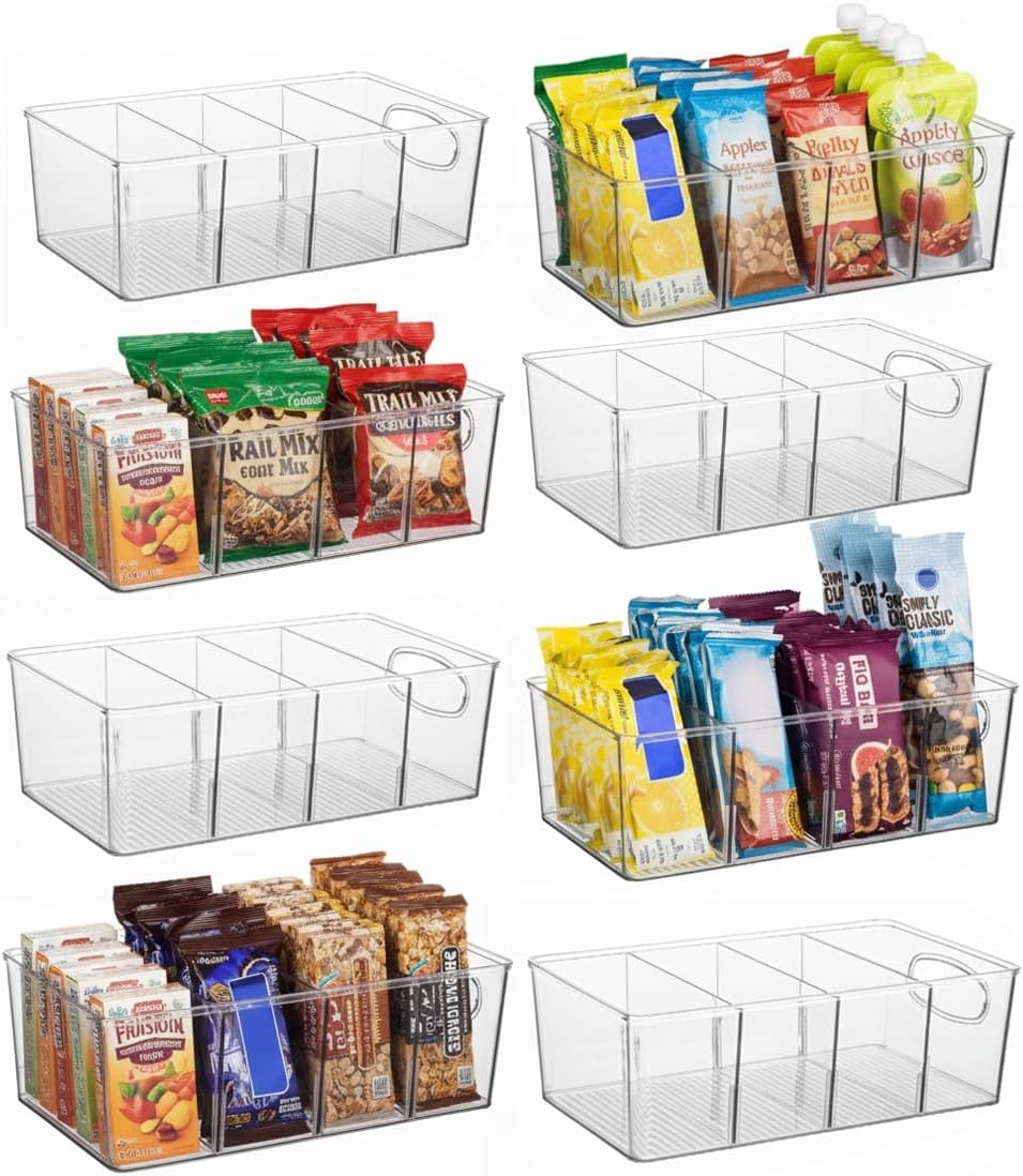 Pantry Organizers and Storage, Cabinet Organizer Kitchen Organizers and Storage, 8 Pack - Fridge Organizer, Drawer Organizer & Snack Organizer - Refrigerator Organizers and Storage, Cupboard Shelf