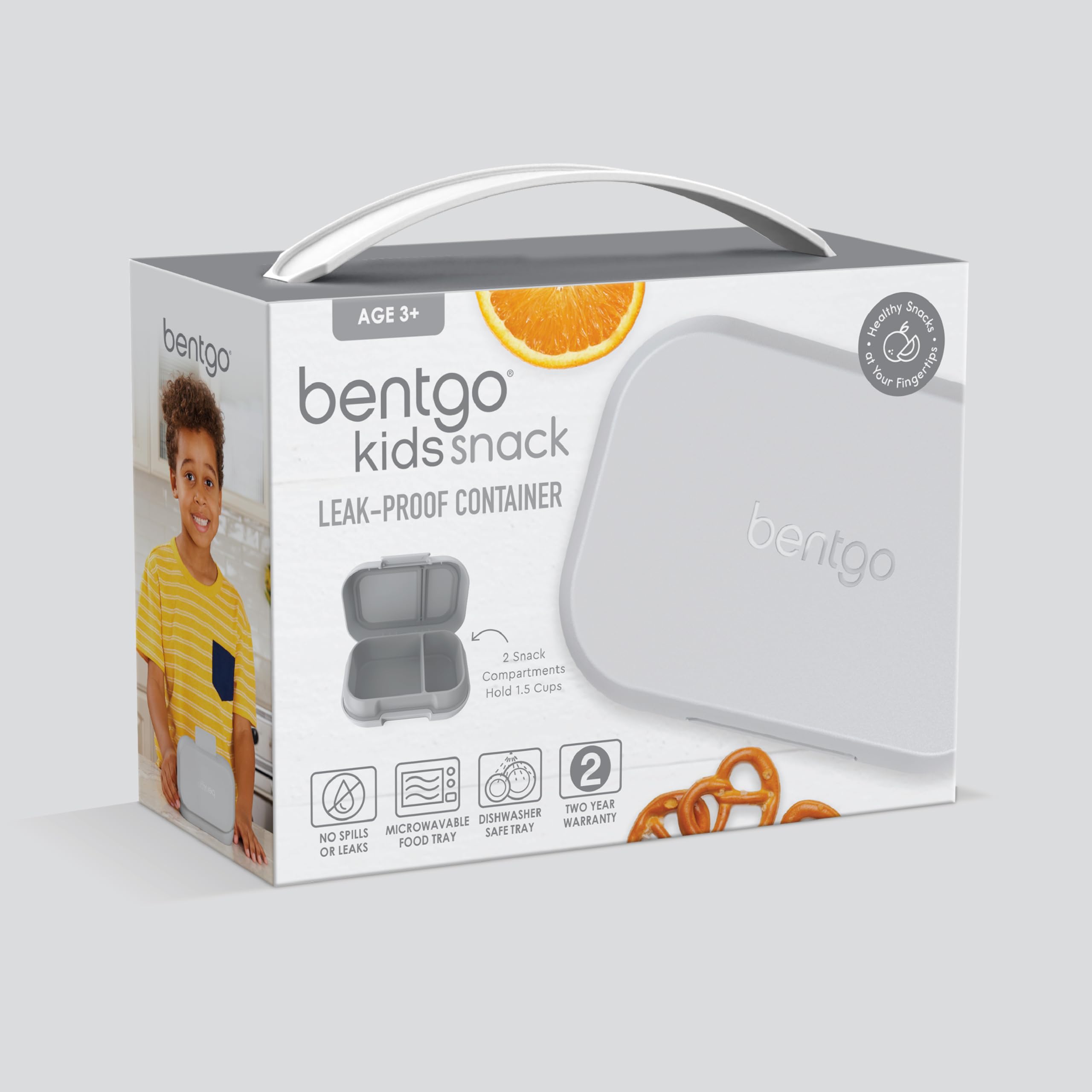 Bentgo Kids Snack - 2 Compartment Leak-Proof Bento Box Container for Snacks and Small Meals, Easy-Open Latch, Dishwasher Safe, BPA-Free for School, Daycare, & Sports - Ideal for Ages 3+ (Green/Navy)