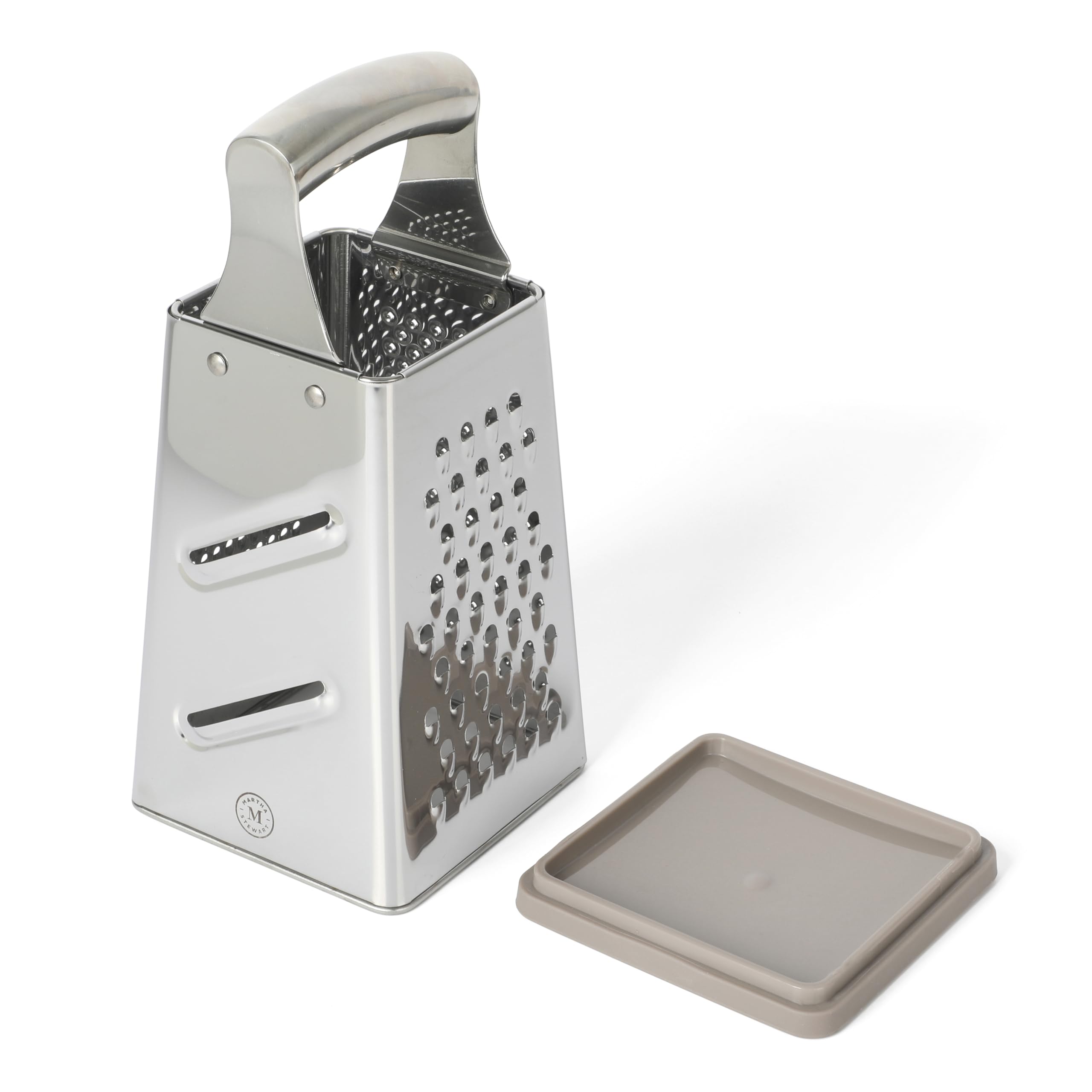 Martha Stewart Sprucedale 9.5-Inch Stainless Steel 4-Sided Box Grater – Durable Kitchen Cheese and Food Grater with Multiple Grating Surfaces