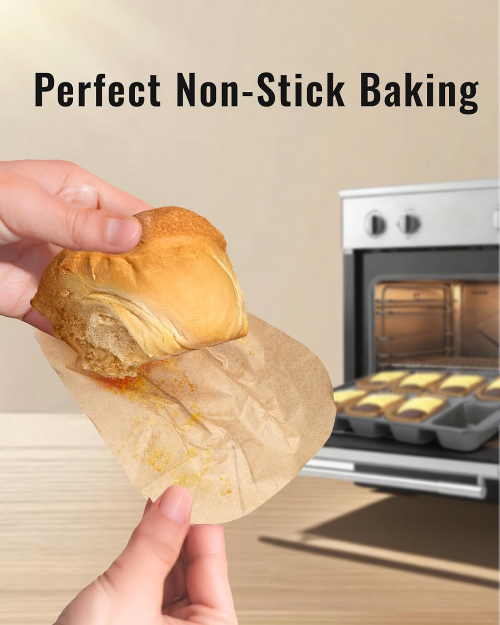 100 Pcs Mini Loaf Pan Liners Compatible with Wilton Mini Loaf Pan, Natural Parchment Paper Cupcake Liners, Petite Loaf Baking Cups for Cupcake, Muffin, Brownies, 3.15 * 1.97 * 1.57inch