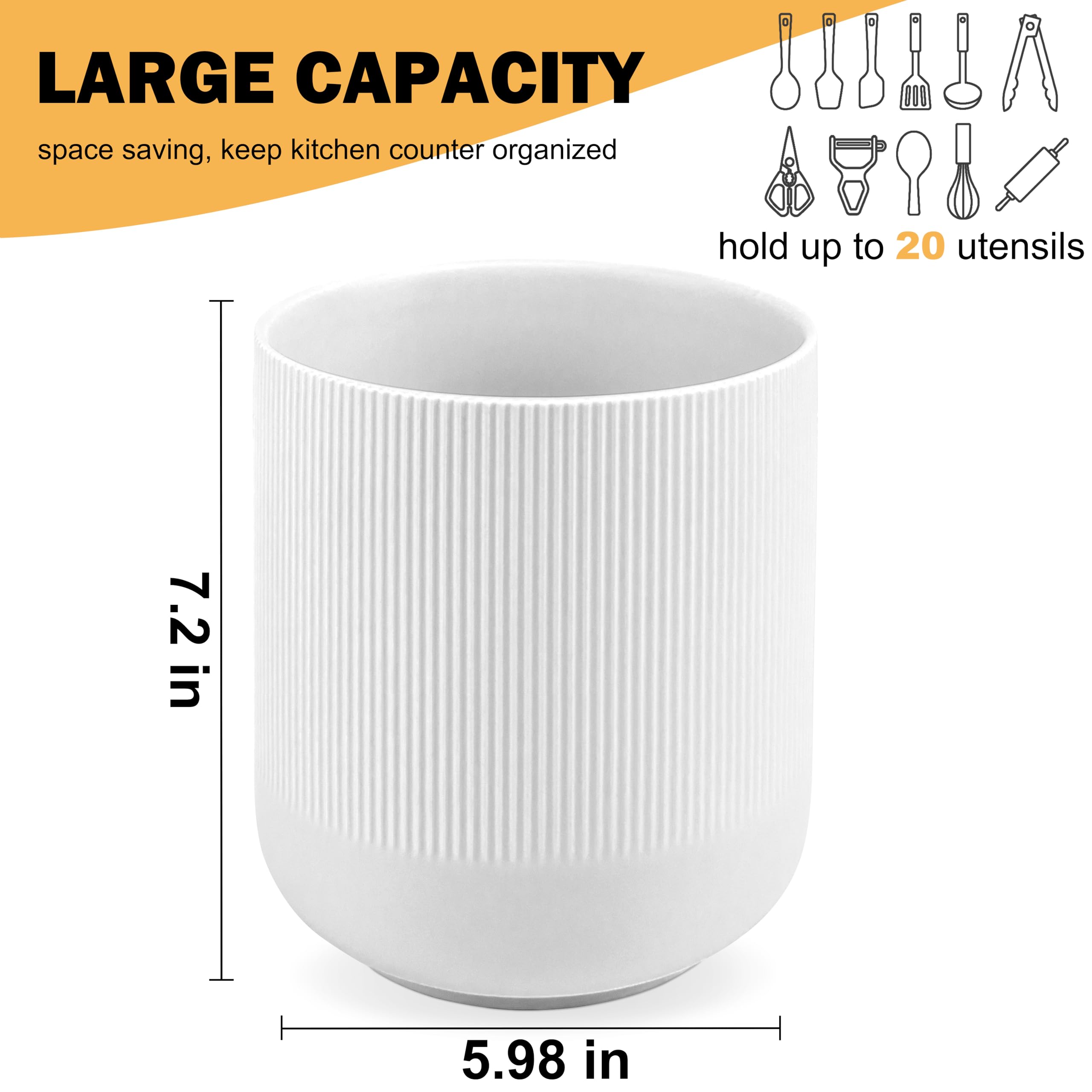 RedCall Kitchen Utensils Holder Large,Ceramic Utensil Organizer for Countertop,Morden Utensil Crock for Spoon Spatula,Home Kitchen Decor (Light Coffee)