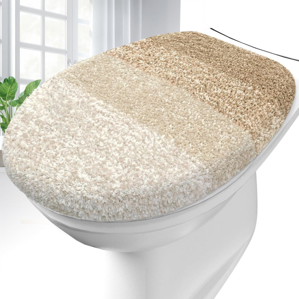 OLANLY Soft Microfiber Bathroom Toilet Lid Cover, Machine Washable Seat Covers, 17.5x15, Stays in Place Rubber Backing, Fits Most Round, Elongated and Oblong Lids, Accessories Decor, Gray