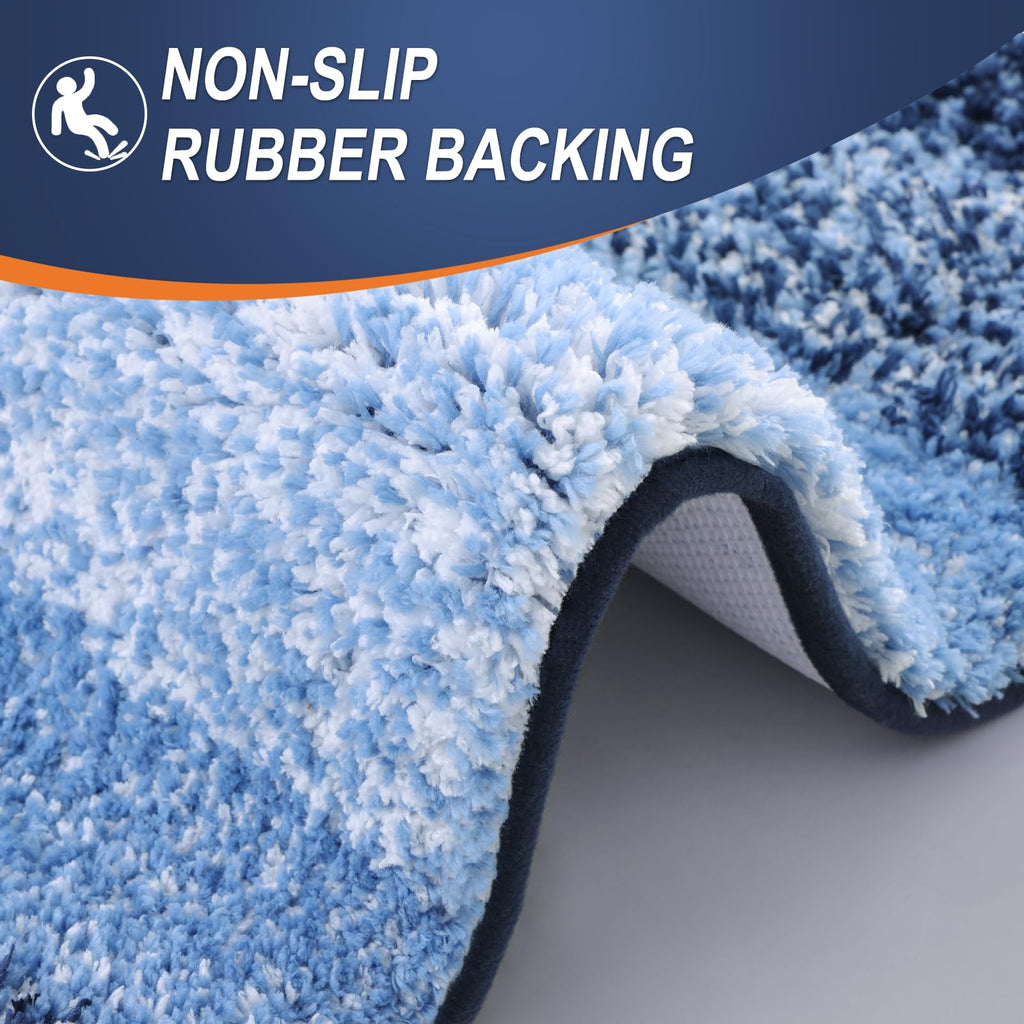 OLANLY Bathroom Rugs Sets 3 Piece, Soft Absorbent Microfiber Bath Mats and U-Shaped Contour Toilet Rug, Machine Wash Dry, Plush Shaggy Bath Mat Set for Bathroom (30"x20"+24"x16"+24"x20", Grey)