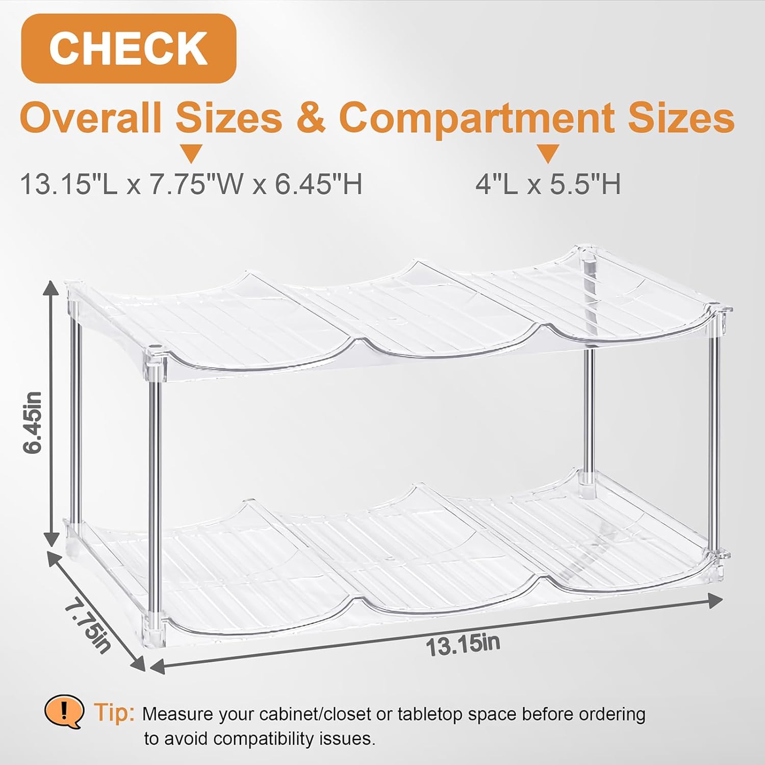 Homecor Water Bottle Organizer, Large Compartment Stackable Kitchen Pantry Organization and Storage Rack& 2 Pack Acrylic Straw Holder for Cabinet Door