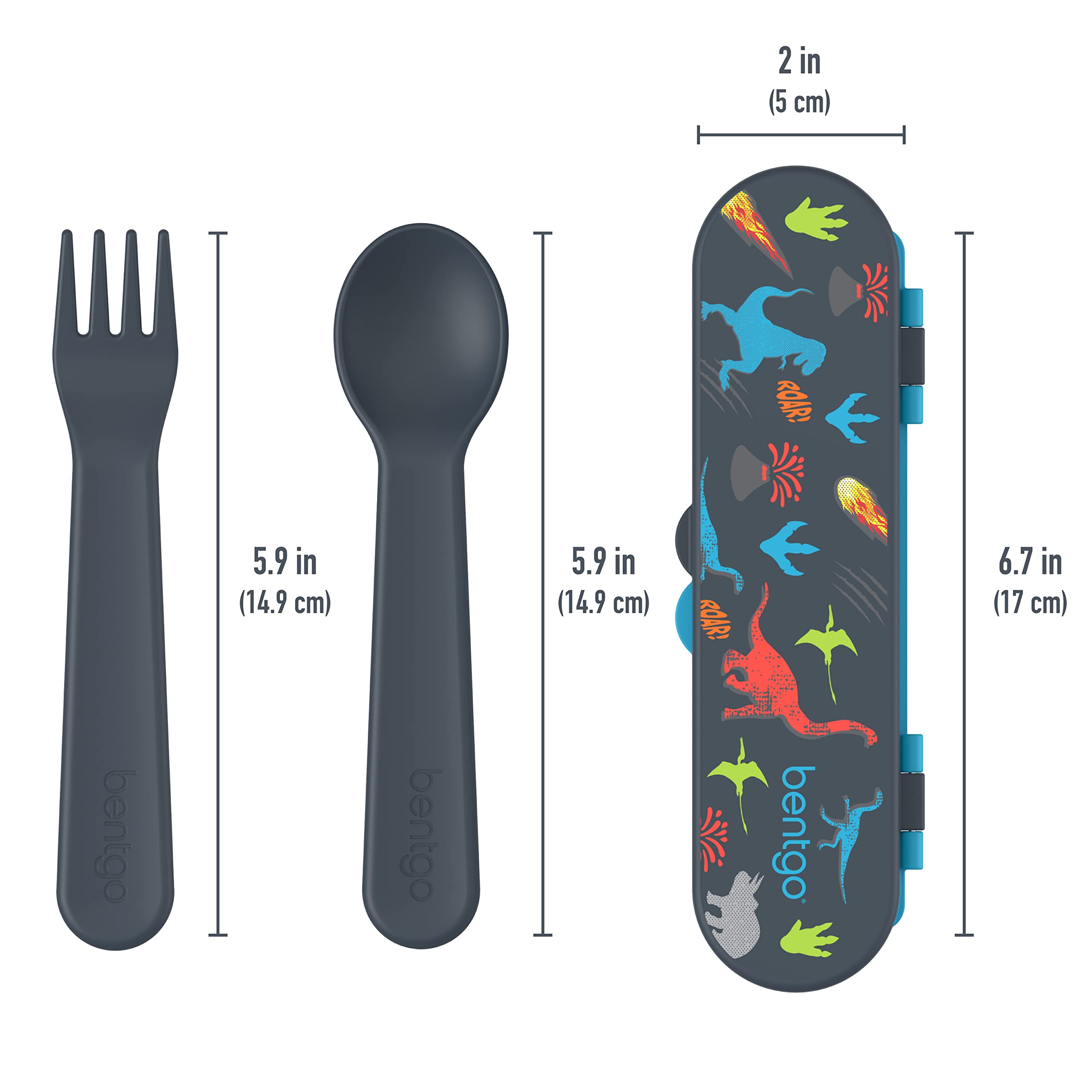 Bentgo Kids Utensil Set - Reusable Plastic Fork, Spoon & Storage Case BPA-Free Materials, Easy-Grip Handles, Dishwasher Safe Ideal for School Lunch, Travel, Outdoors (Rainbows and Butterflies)