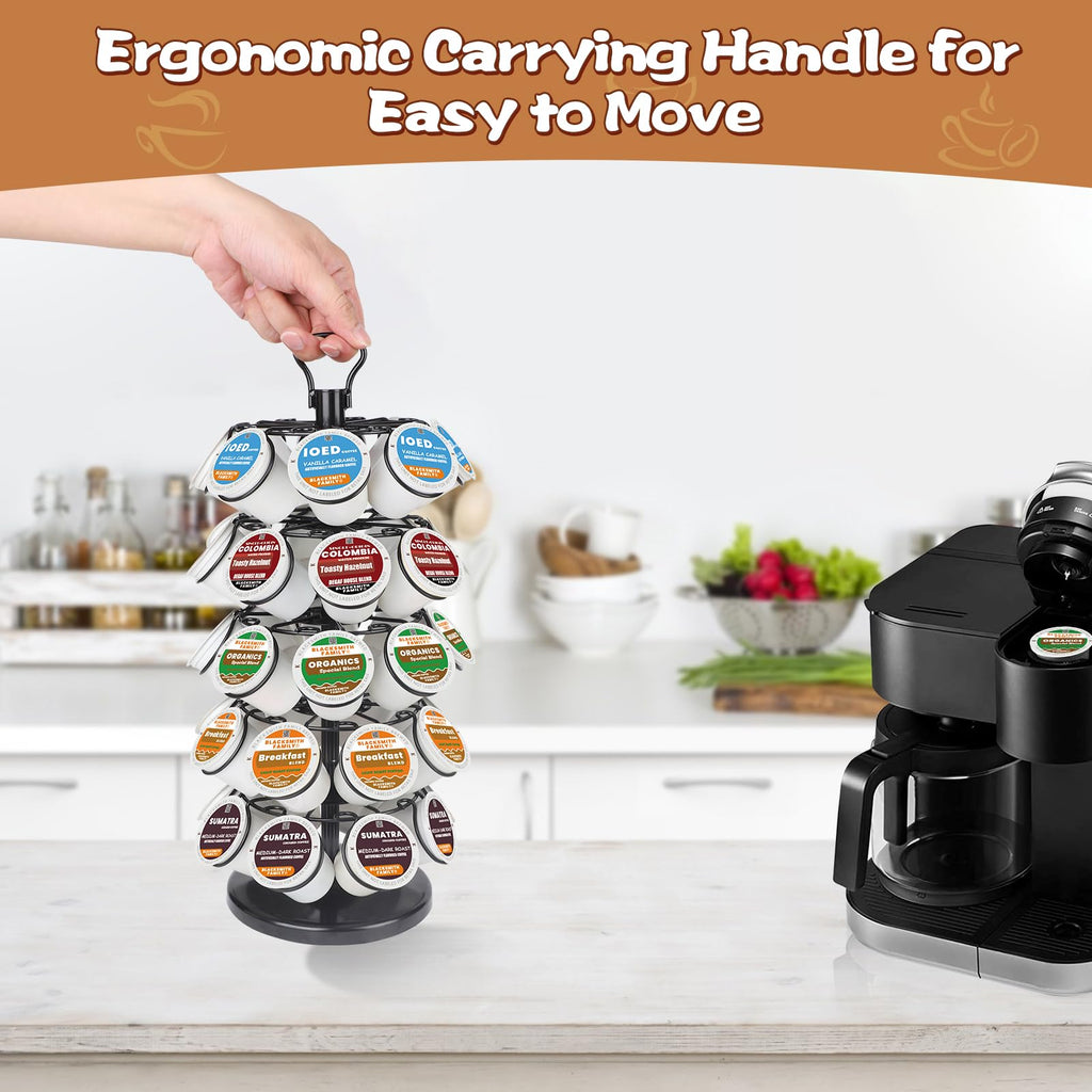 K Cup Holders,K Cup Holder, K Cups Holder,K Cup Carousel, Coffee Pods Holder Storage Organizer Stand,No Assembly Required,Black (Capacity of 40 Pods, Black)