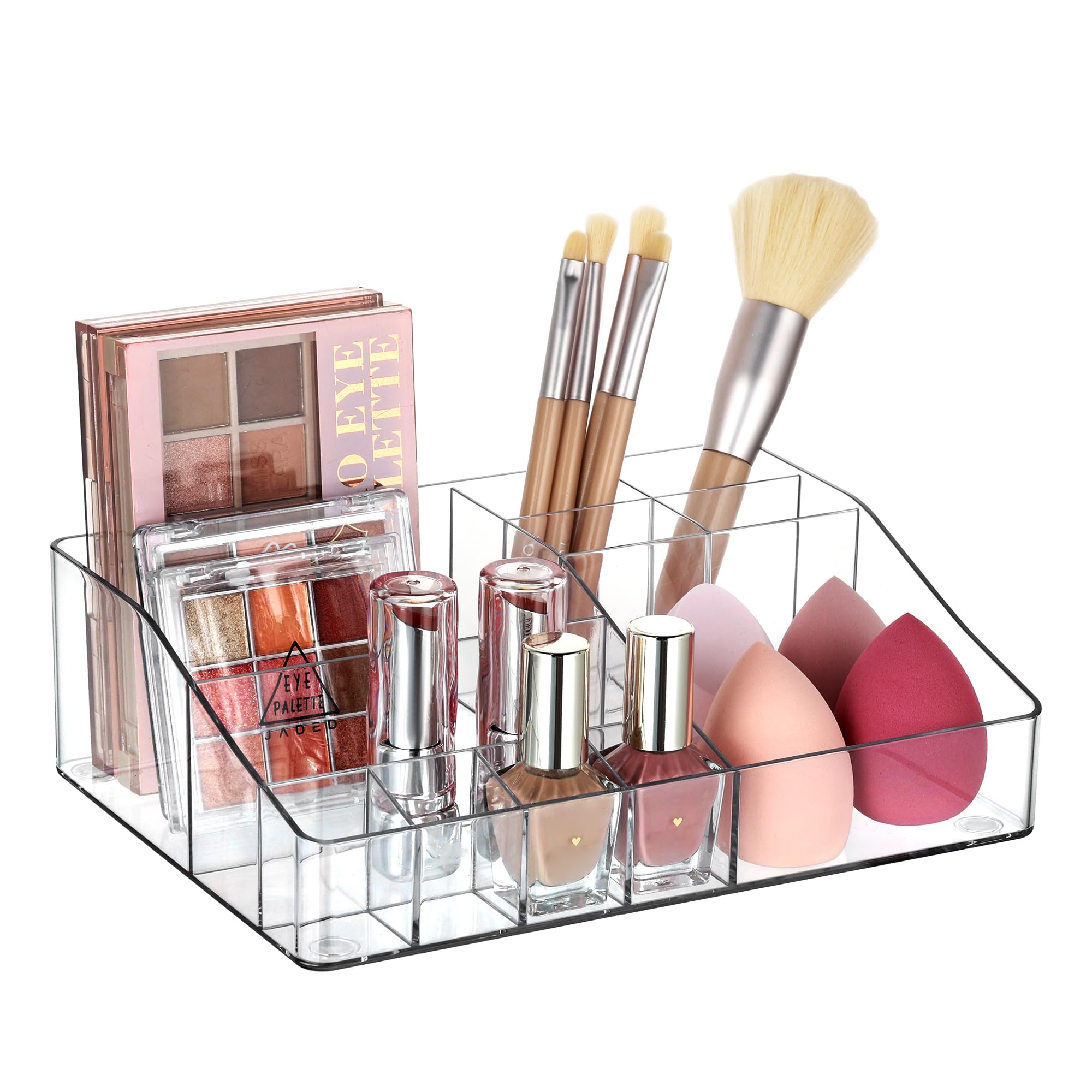 Vtopmart 3 Tier Clear Makeup Organizer with Drawer, Cosmetic Storage for Dresser Countertop and Bathroom Vanity, Beauty Holder for Lipstick Brush Skincare