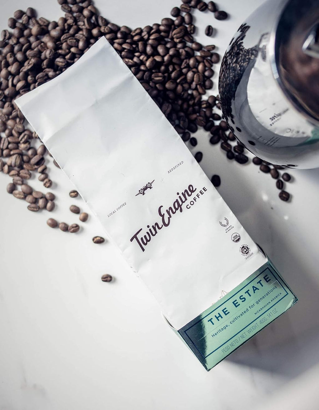 Twin Engine Coffee ESTATE BLEND - Breakfast Roast, Whole Bean, Nicaraguan Coffee, 400g 14.1oz | Rich Specialty Grade Coffee packaged at the source |