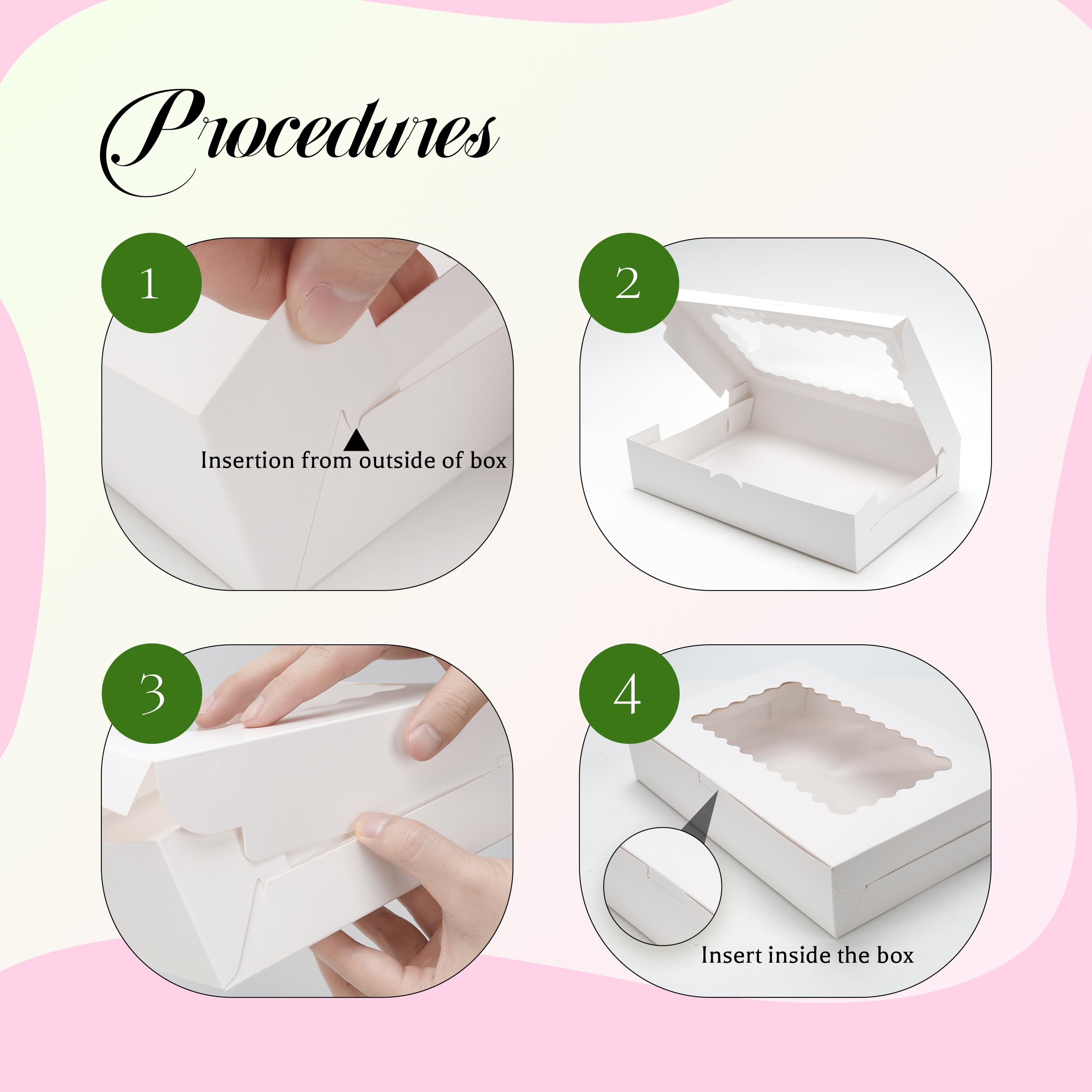 5 Pack Cookie Boxes 12x8x2.5inch Bakery Boxes with Window Treat Boxes for Cookie Packaging Gift Giving Dessert Boxes for Chocolate Covered Strawberries, Donuts, Cocoa Bombs (White)
