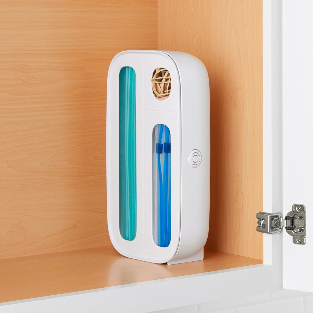 StoraBag Drawer Food Bags Dispenser, 4-Slot, Plastic Sandwich Bag Organizer for Kitchen Storage, White